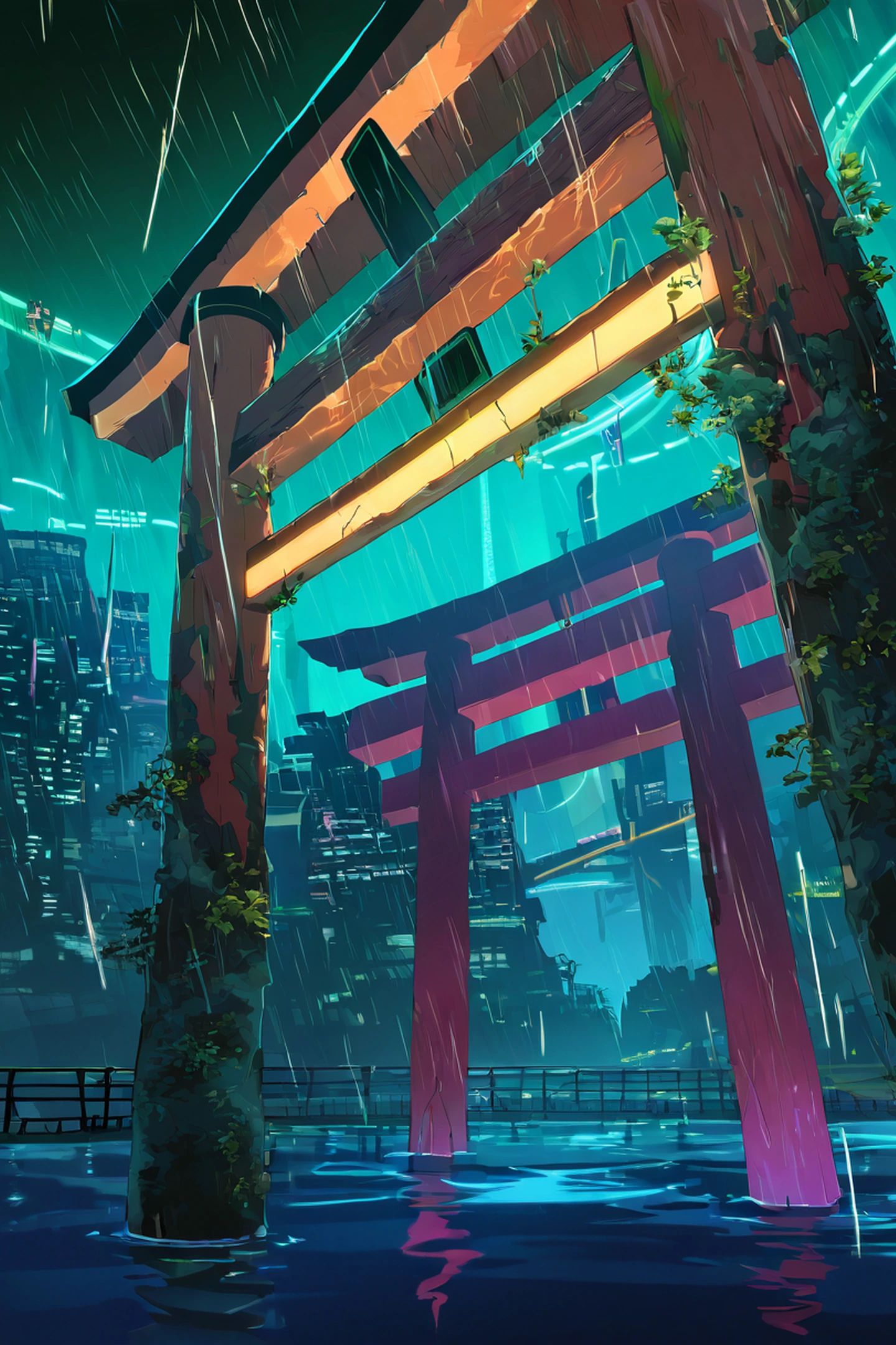 Cyberpunk Bridge lofi wallpaper