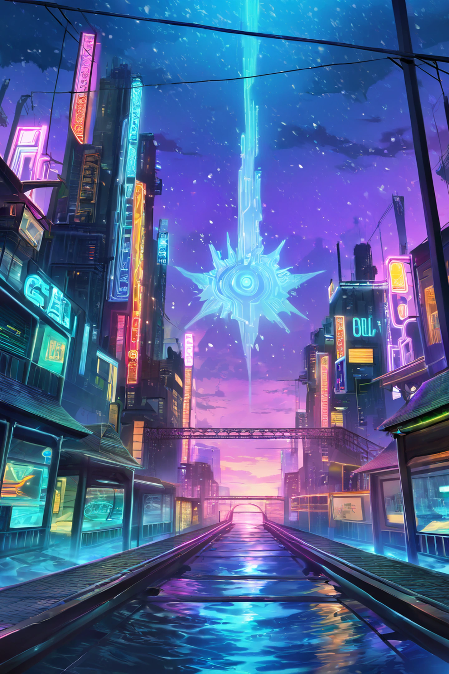 Cyberpunk Bridge lofi wallpaper