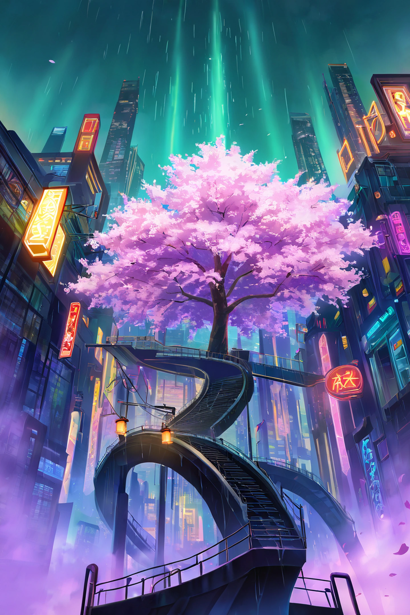 Cyberpunk Bridge lofi wallpaper