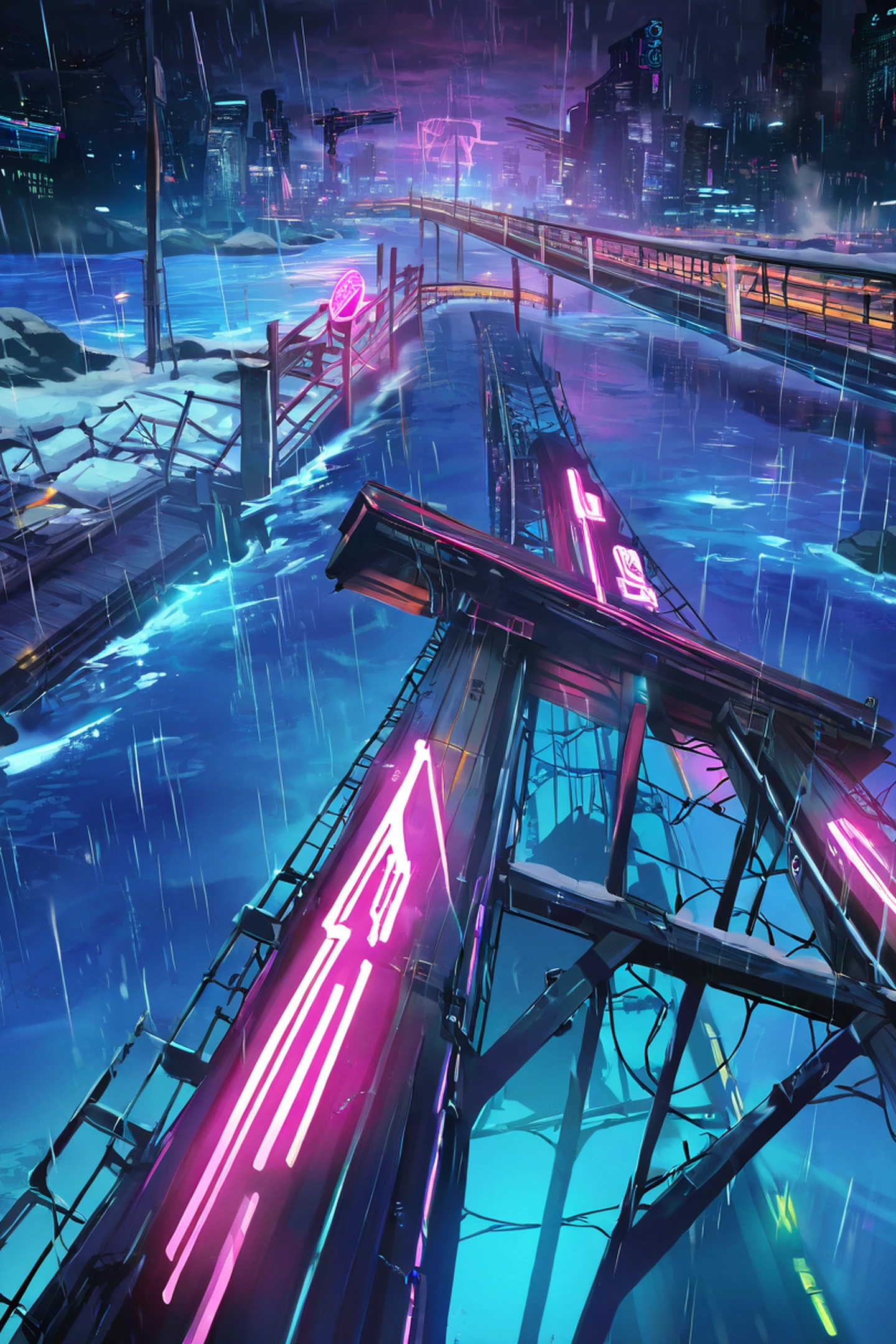 Cyberpunk Bridge lofi wallpaper