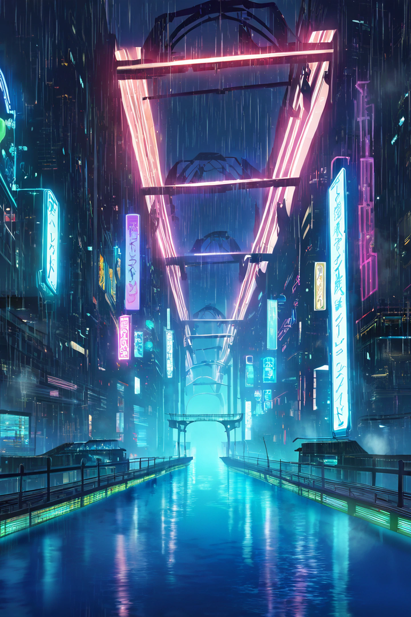 Cyberpunk Bridge lofi wallpaper