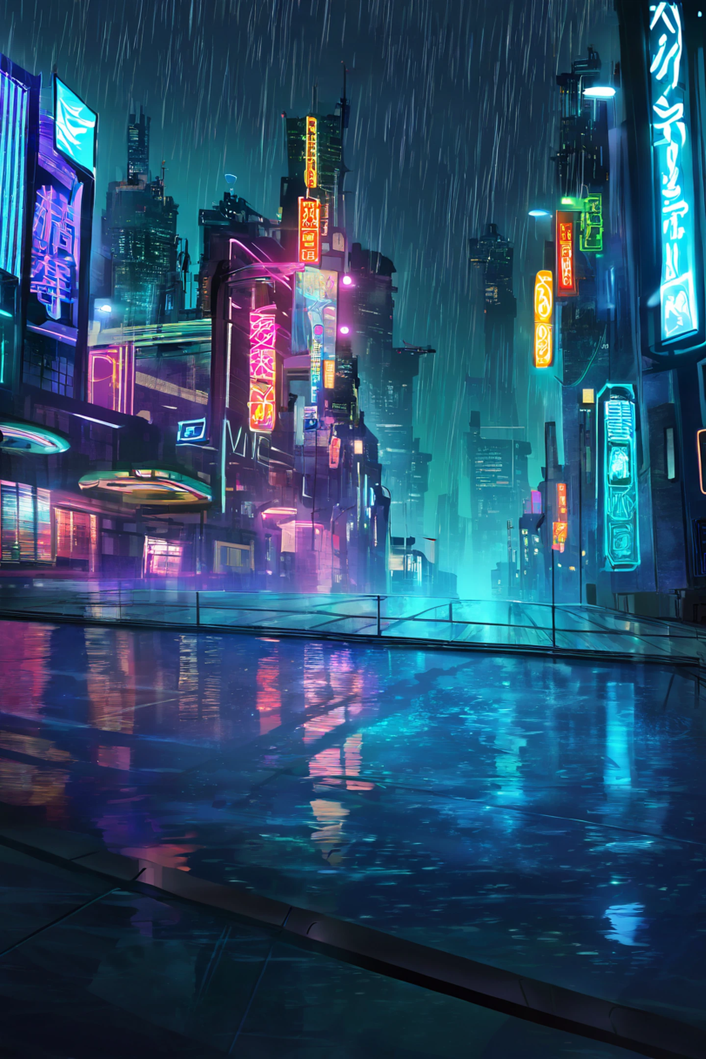 Cyberpunk Bridge lofi wallpaper