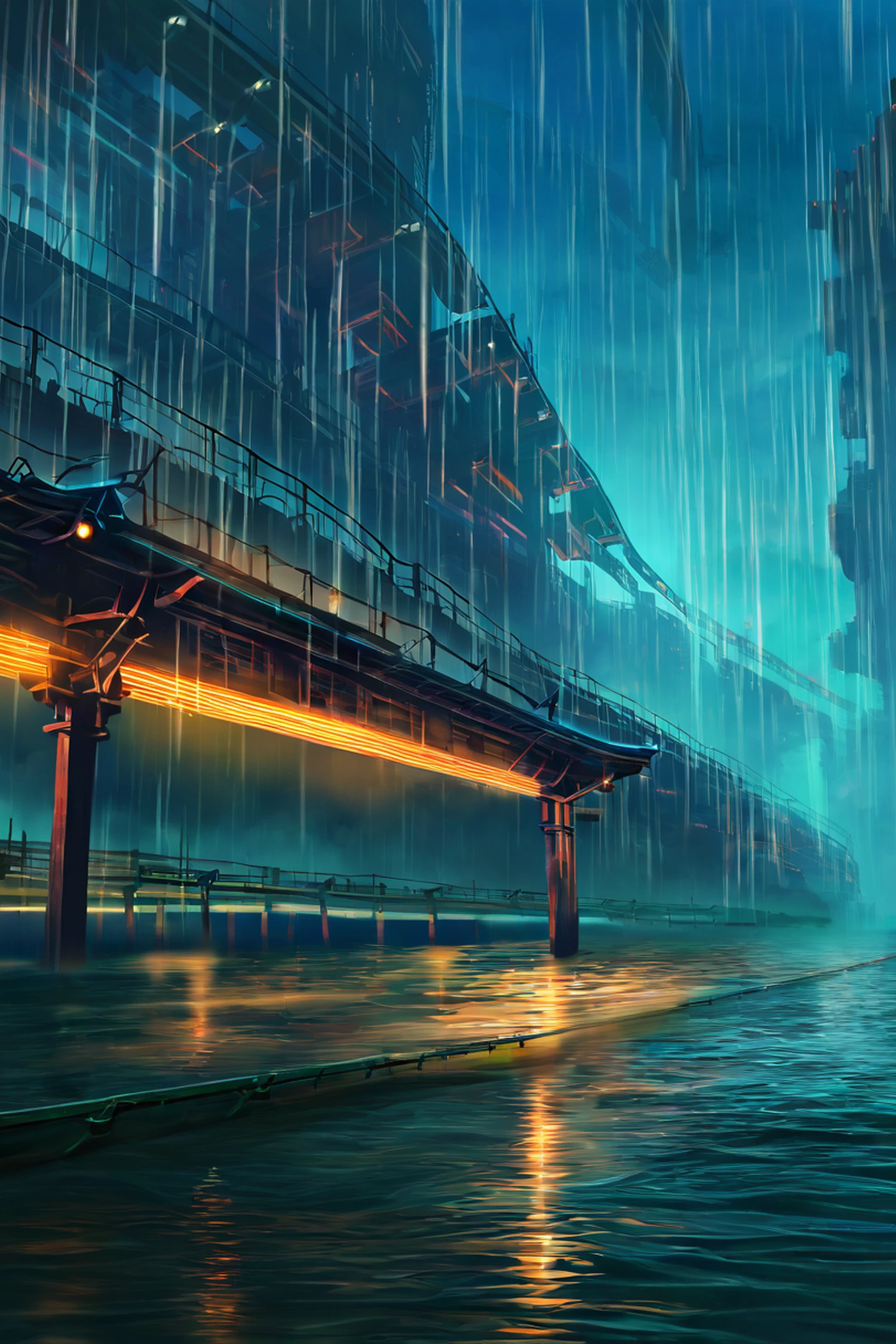 cyberpunk bridge lofi wallpaper