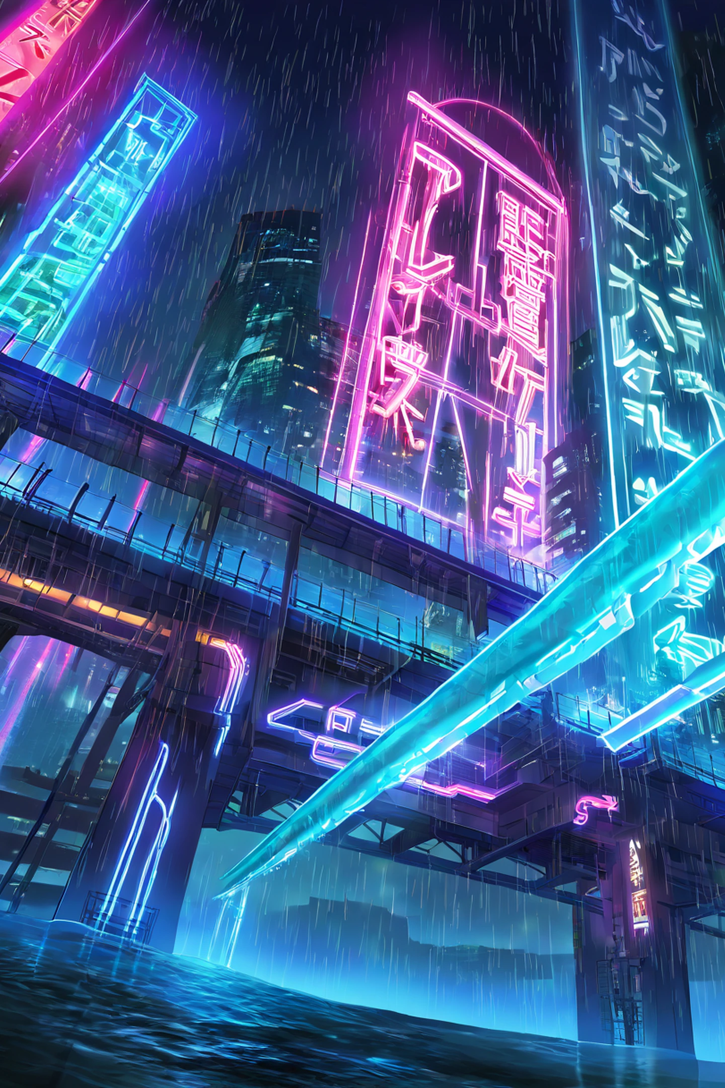 Cyberpunk Bridge lofi wallpaper