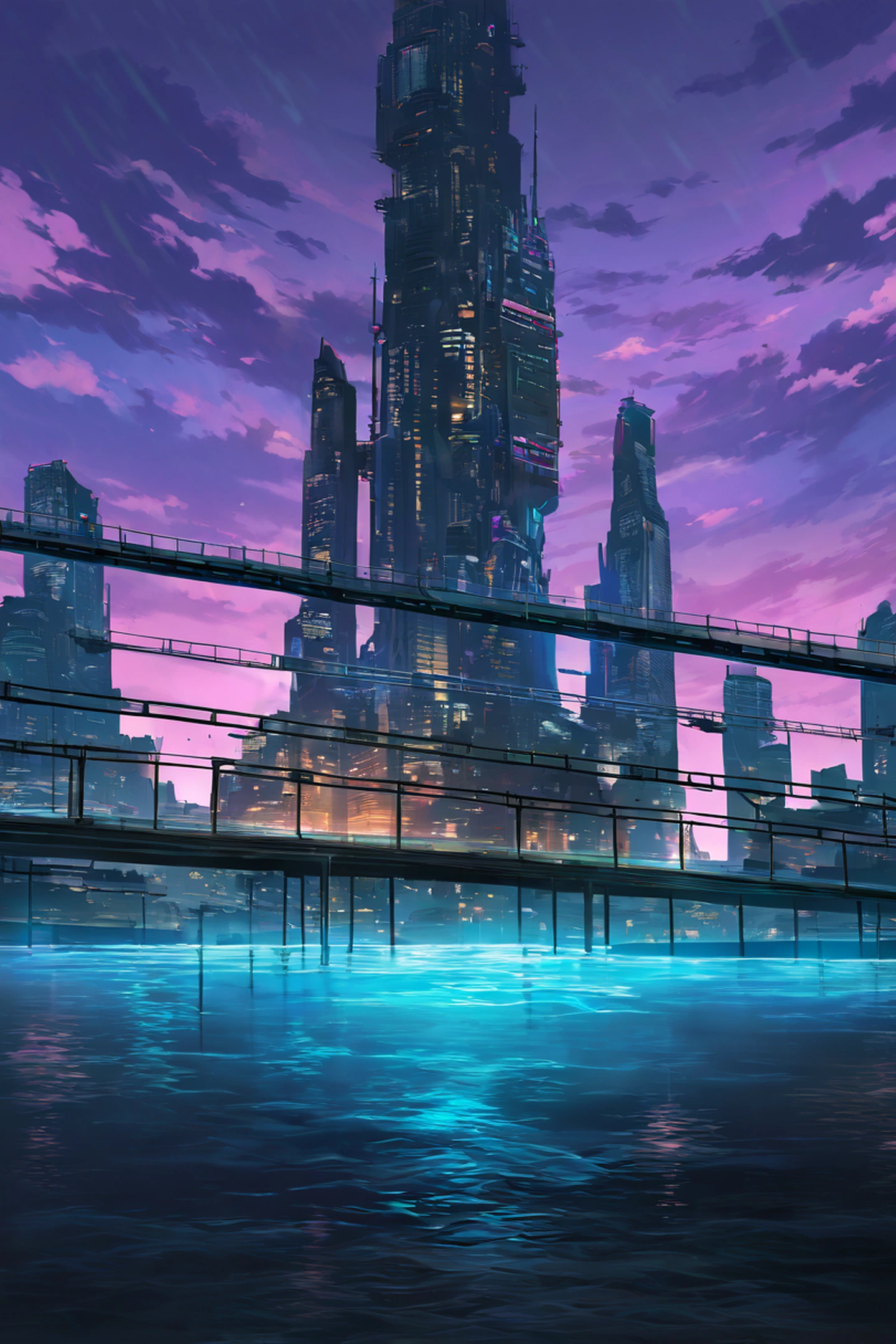 Cyberpunk Bridge lofi wallpaper