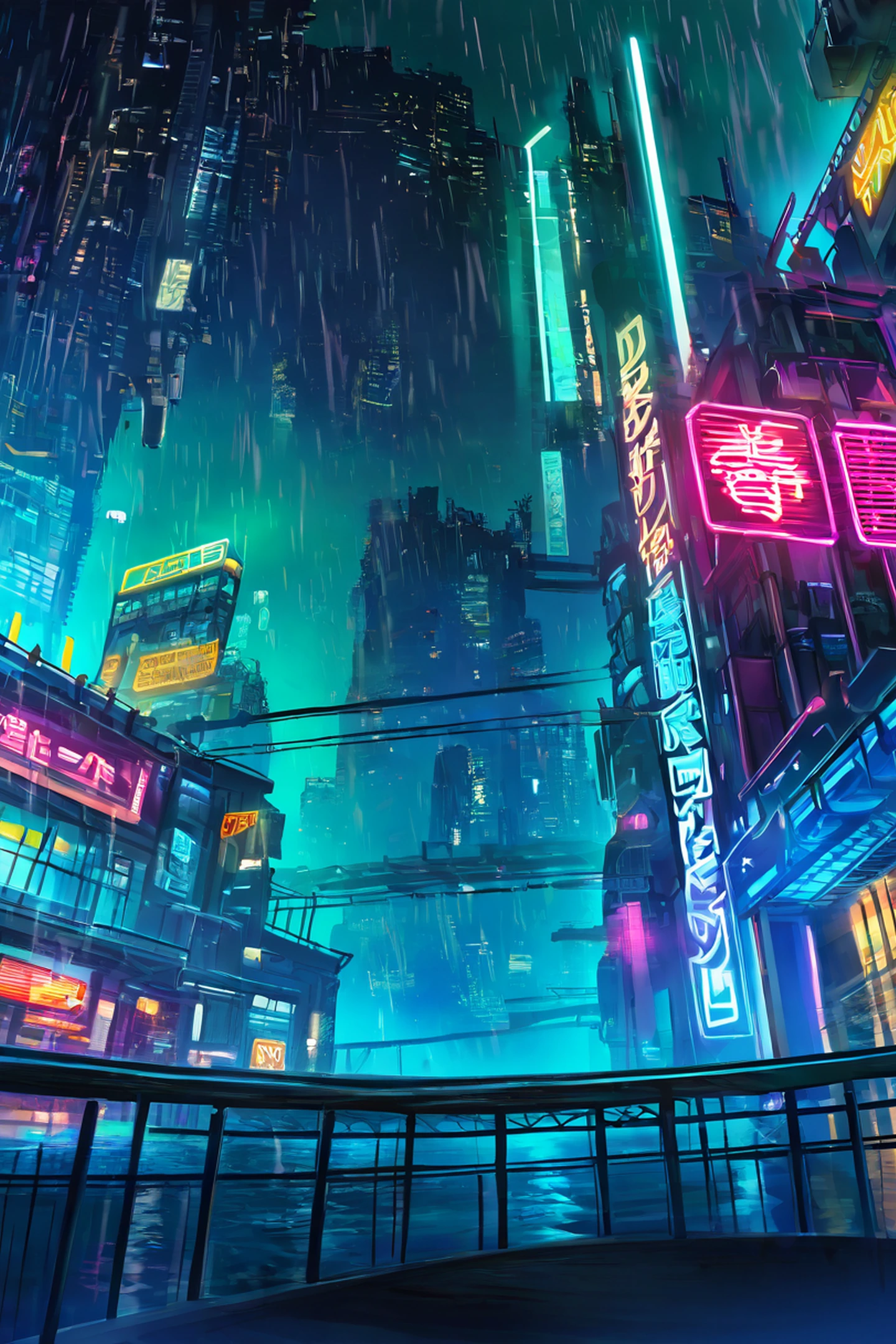 Cyberpunk Bridge lofi wallpaper