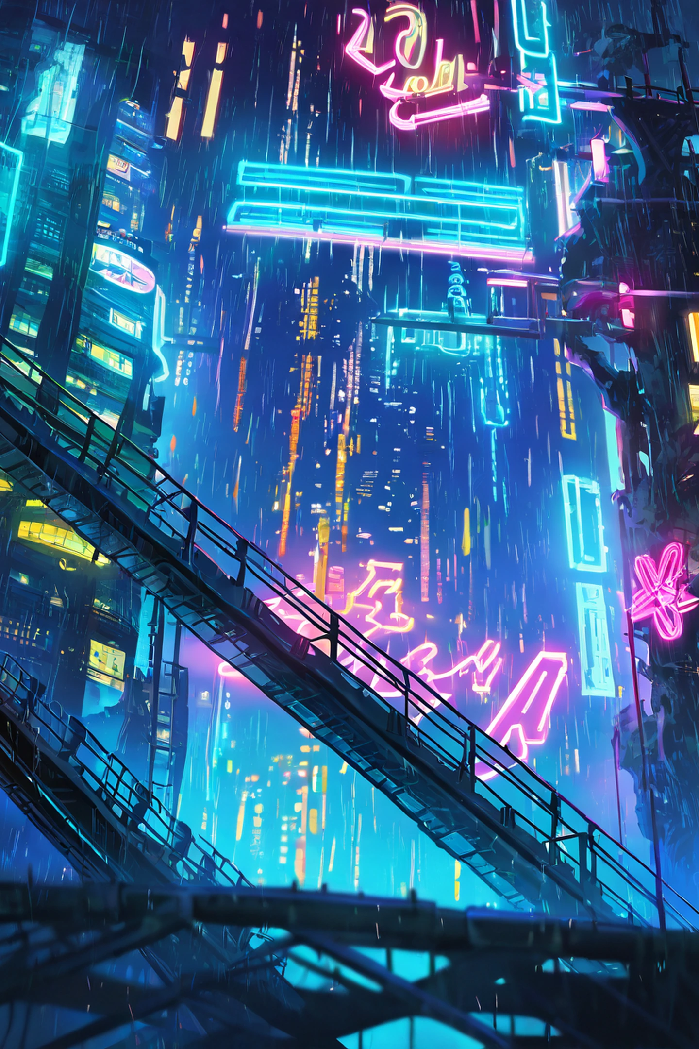 cyberpunk bridge lofi wallpaper