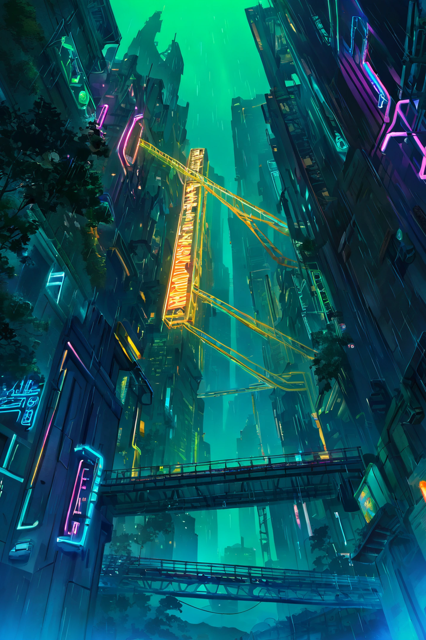 Cyberpunk Bridge lofi wallpaper