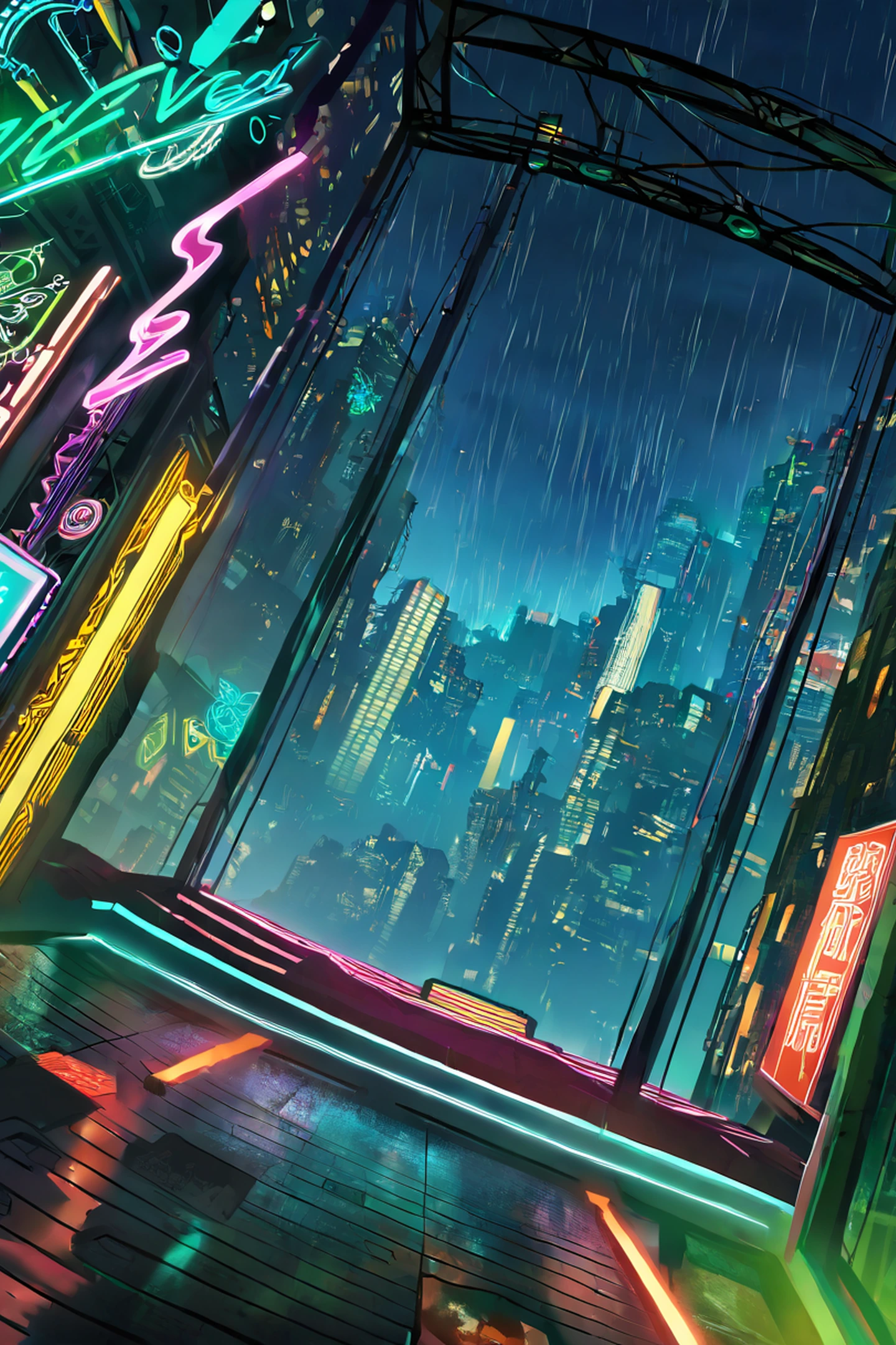 Cyberpunk Garden lofi wallpaper