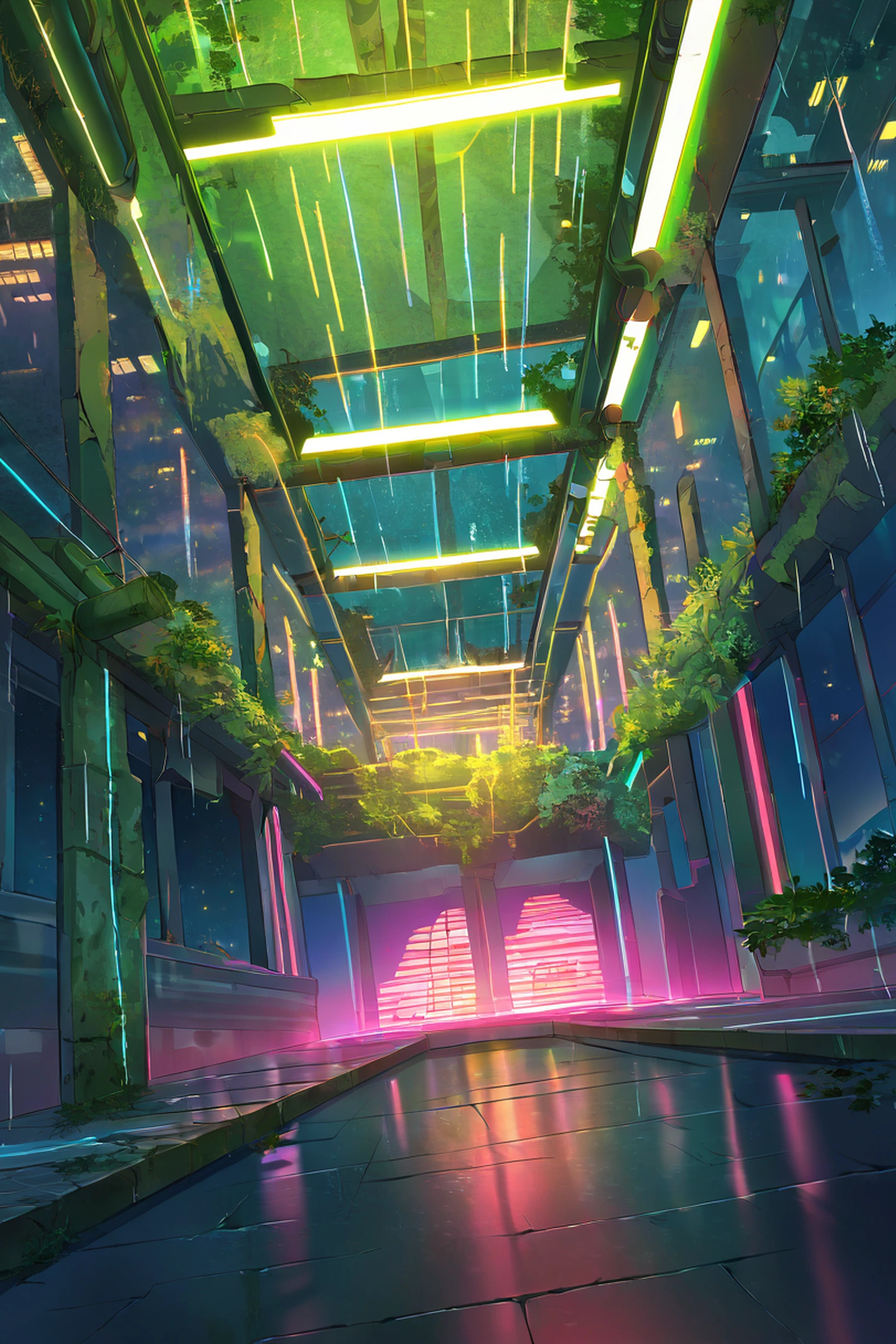 Cyberpunk Garden lofi wallpaper