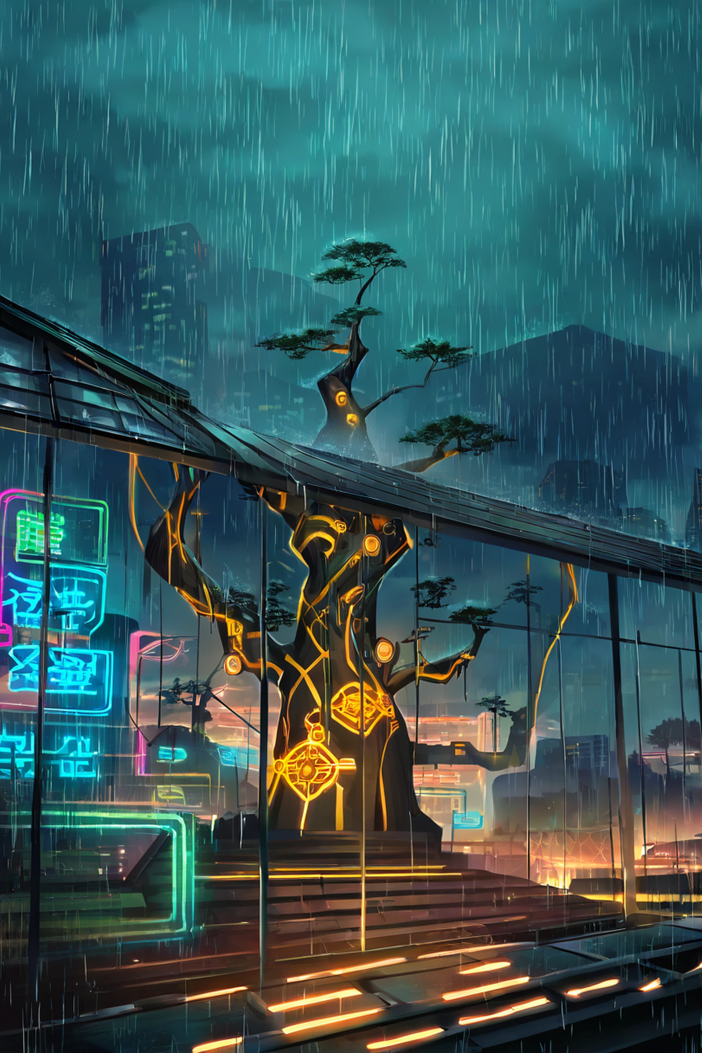 Cyberpunk Garden lofi wallpaper