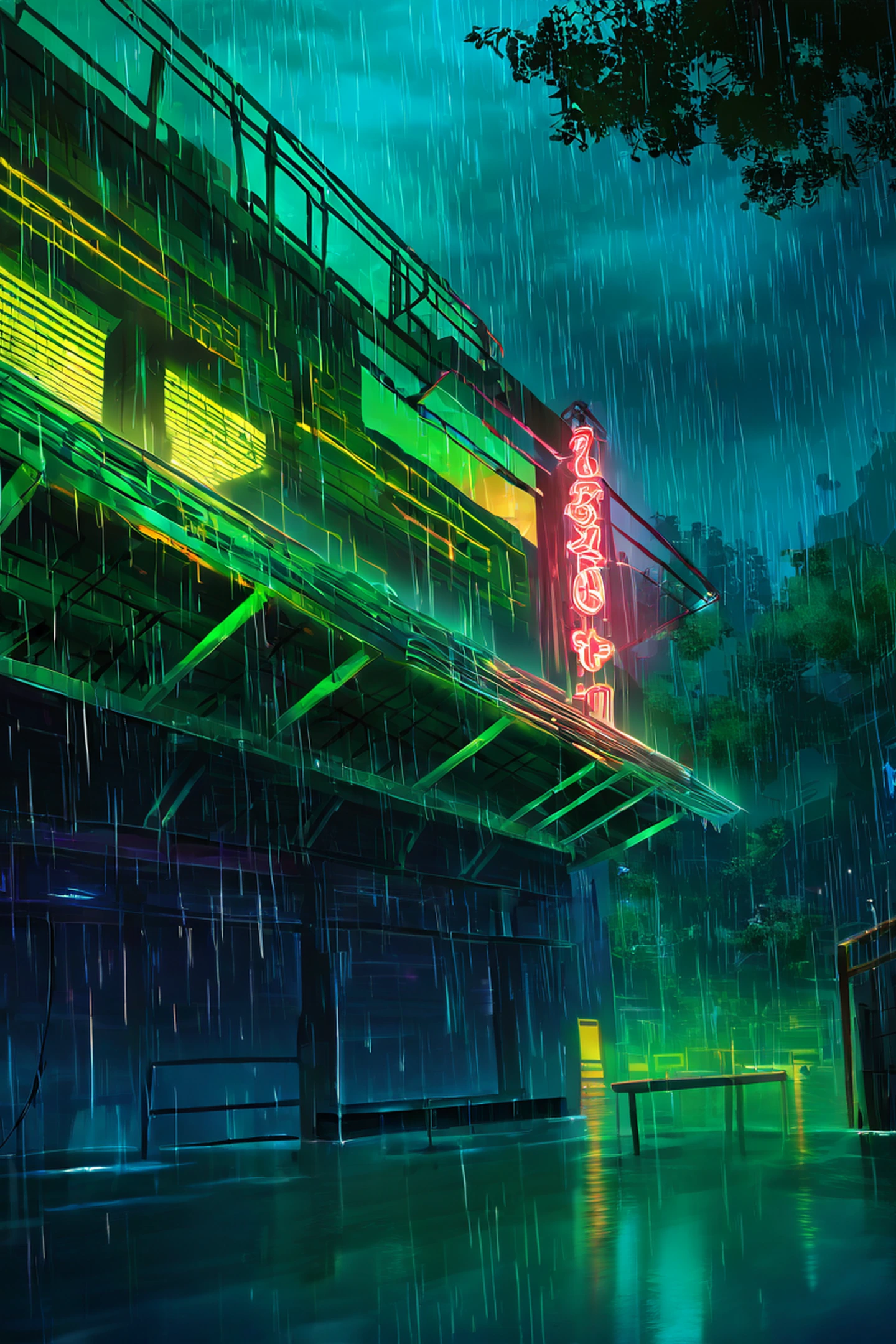 Cyberpunk Garden lofi wallpaper