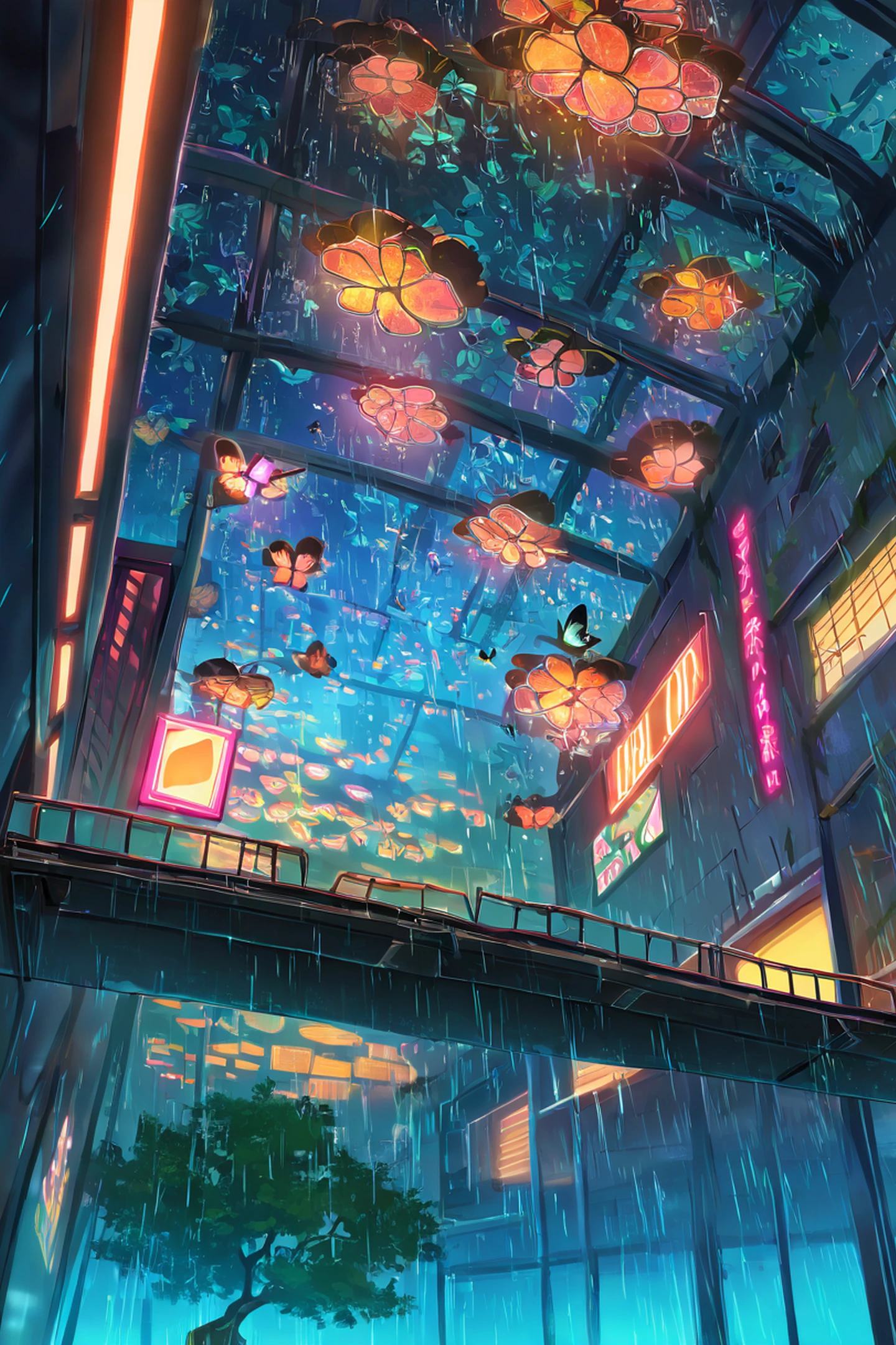 Cyberpunk Garden lofi wallpaper