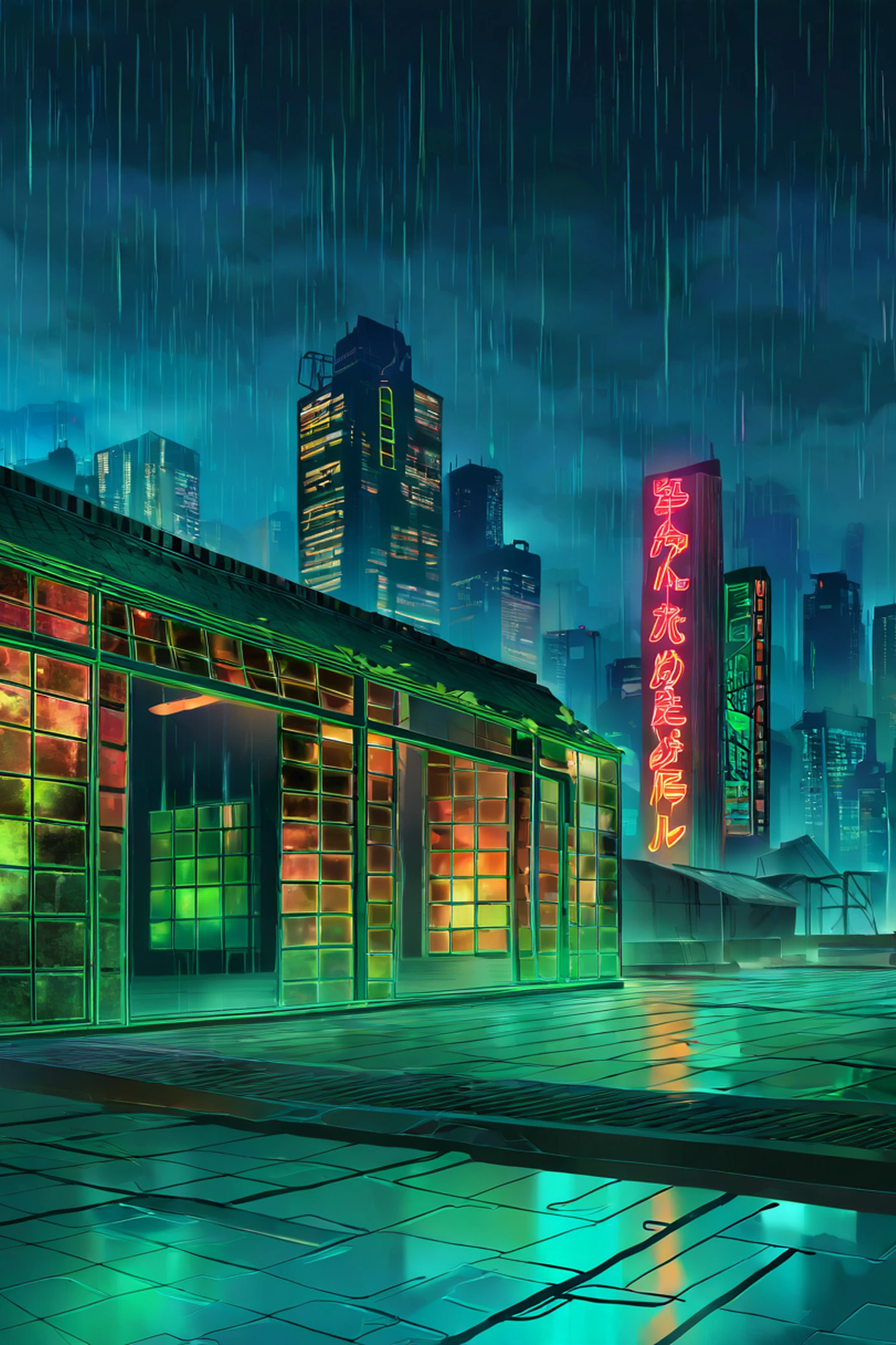 Cyberpunk Garden lofi wallpaper