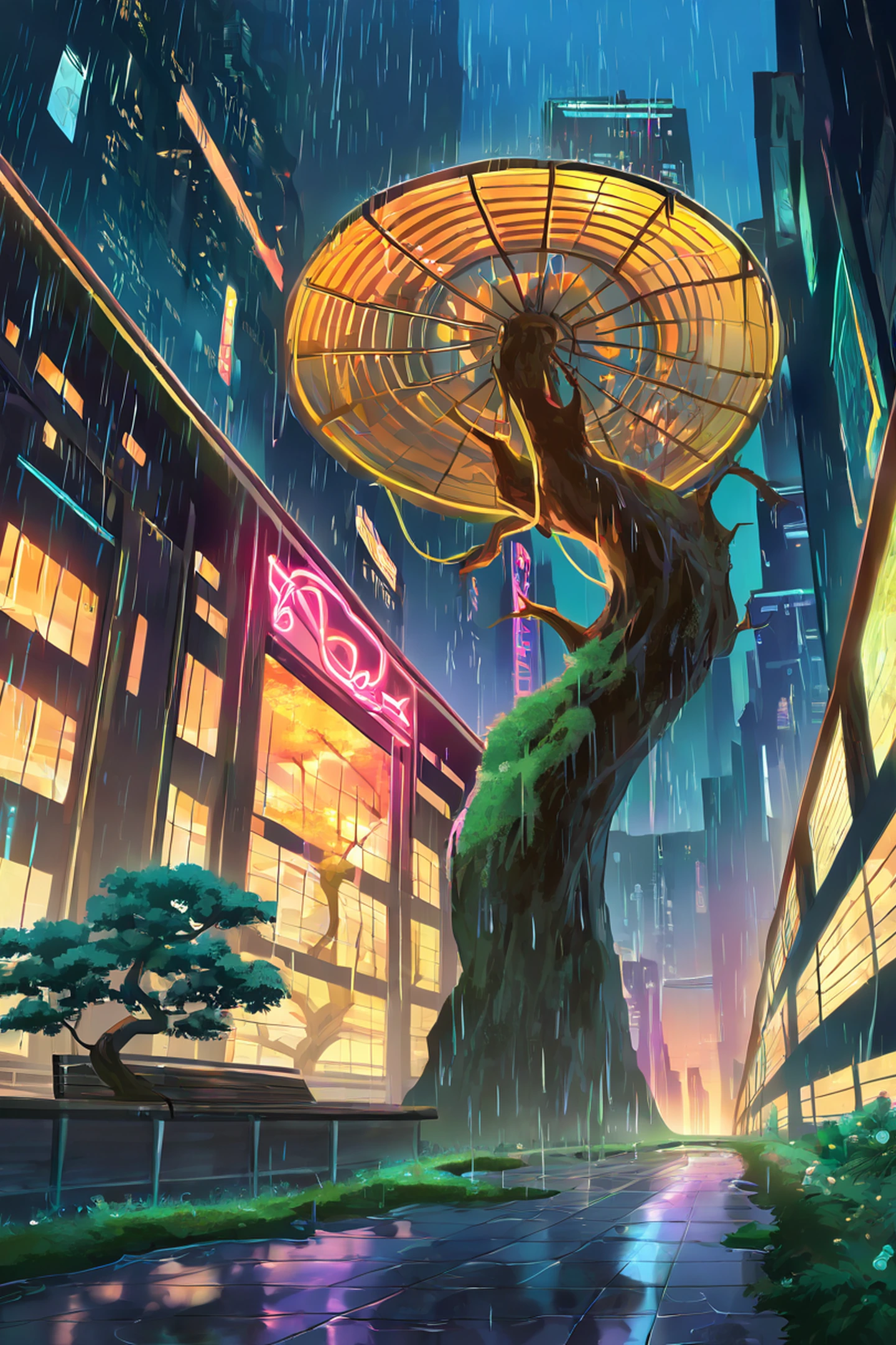 Cyberpunk Garden lofi wallpaper