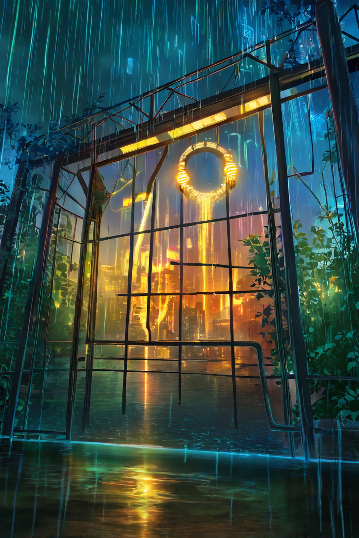 Cyberpunk Garden lofi wallpaper