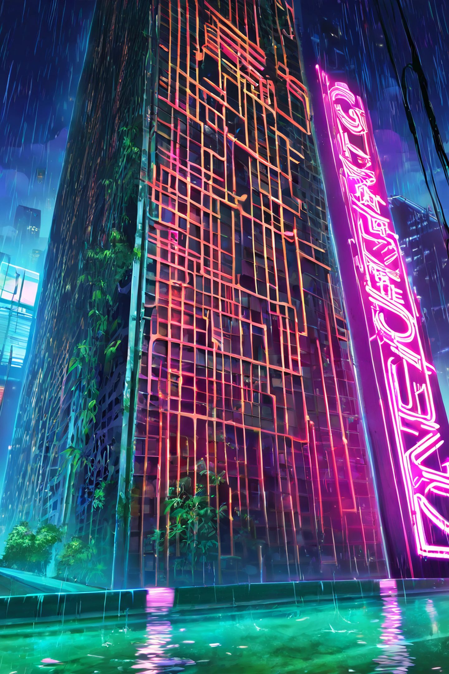 Cyberpunk Garden lofi wallpaper
