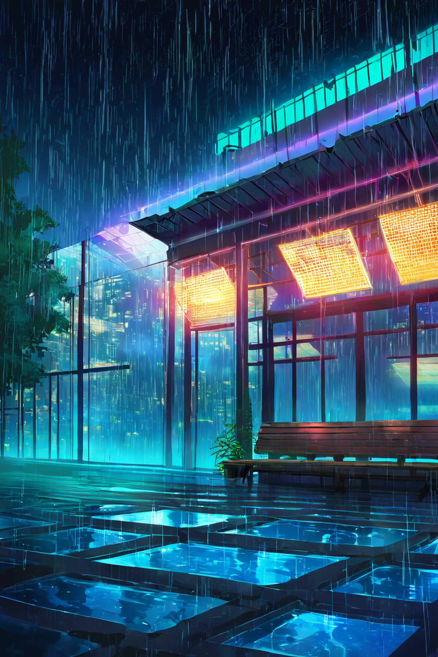 Cyberpunk Garden lofi wallpaper