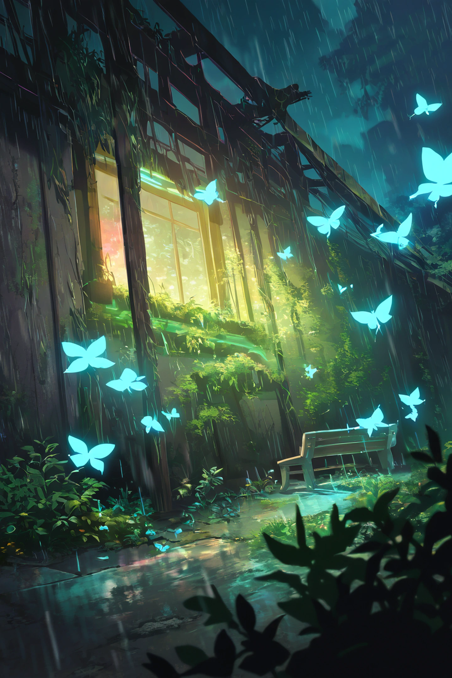 Cyberpunk Garden lofi wallpaper