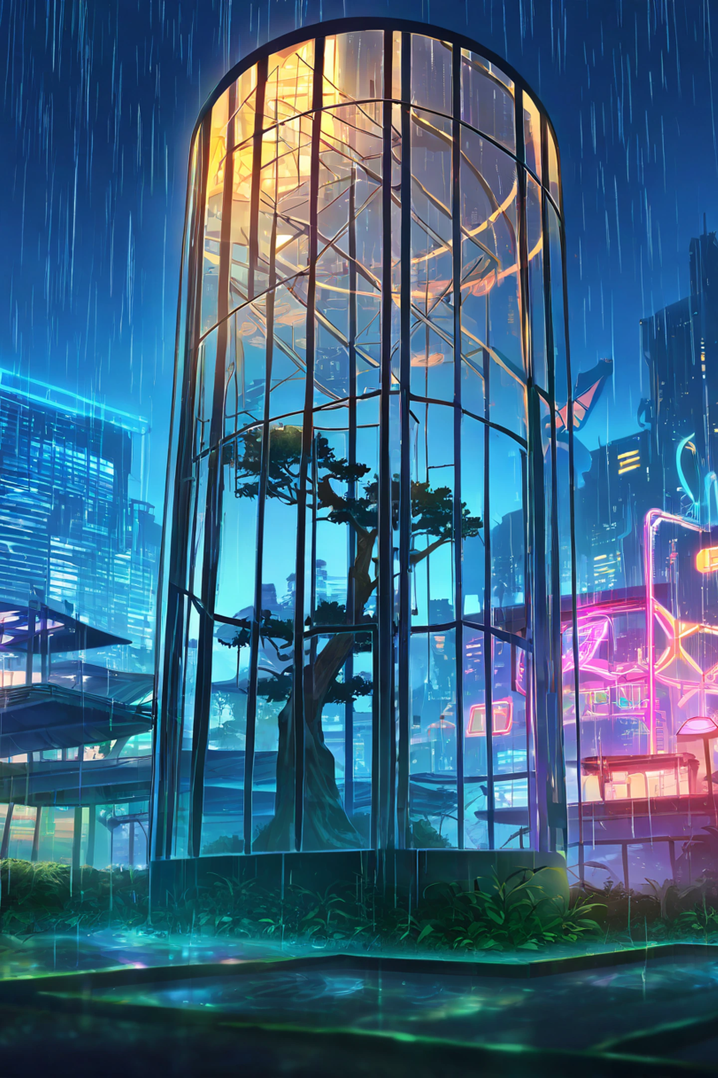 Cyberpunk Garden lofi wallpaper