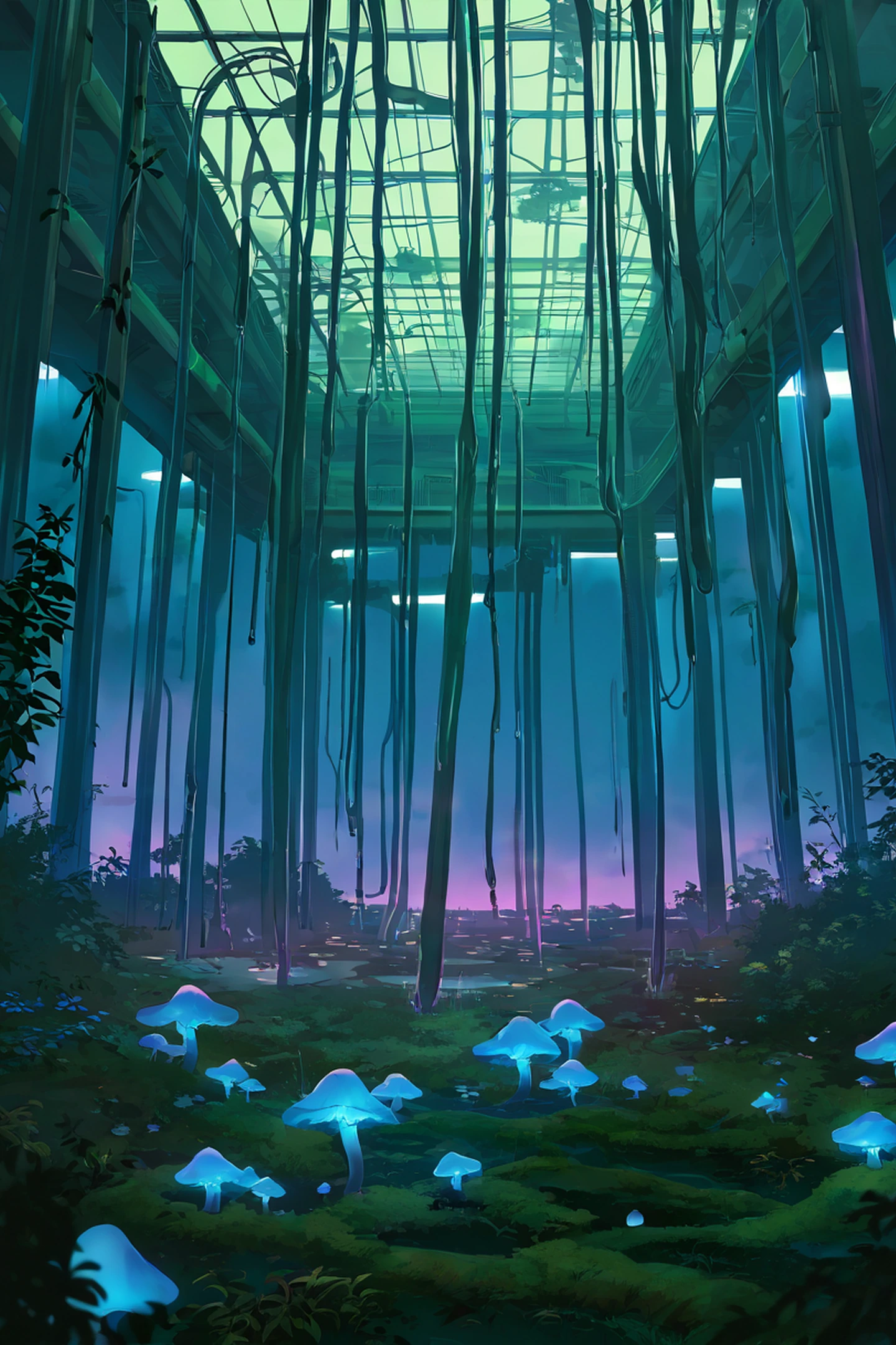 Cyberpunk Garden lofi wallpaper