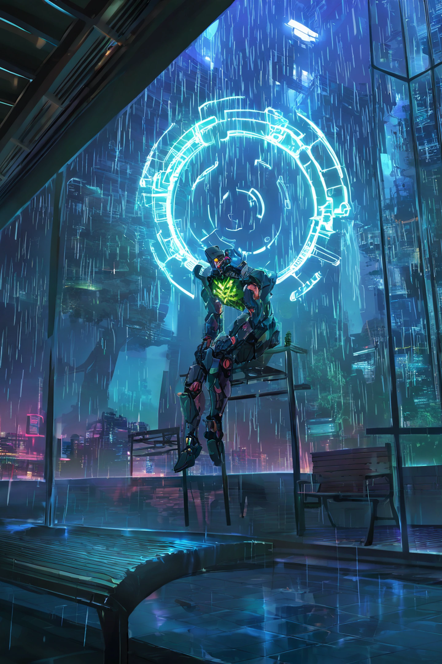 Cyberpunk Garden lofi wallpaper