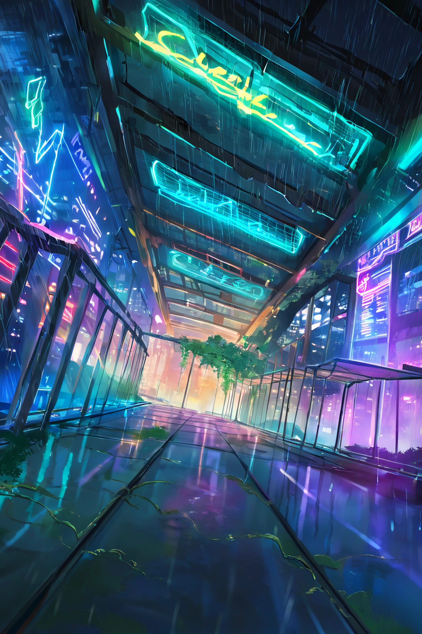 Cyberpunk Garden lofi wallpaper