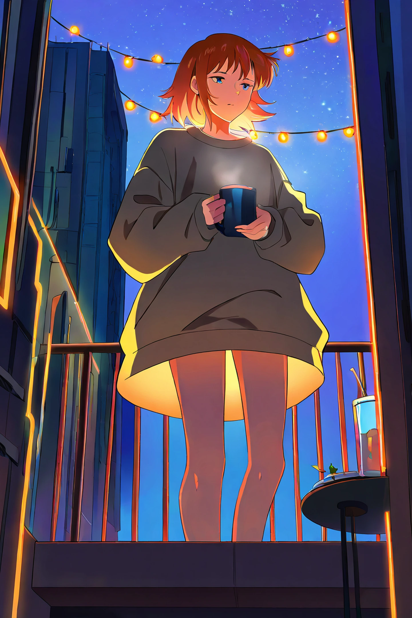 Cyberpunk Girl Balcony lofi wallpaper