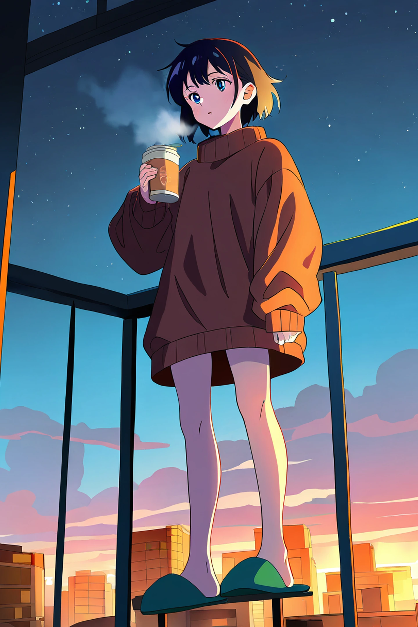 Cyberpunk Girl Balcony lofi wallpaper