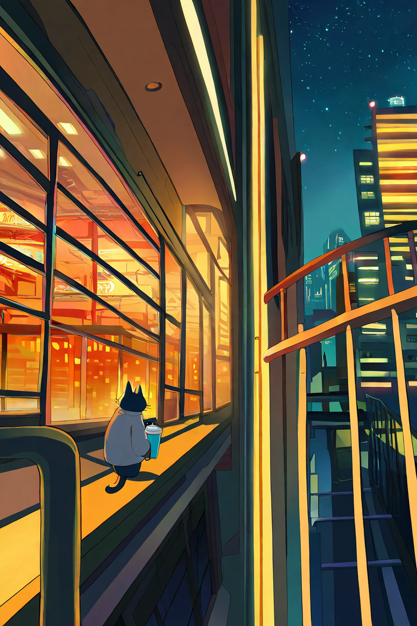 Cyberpunk Girl Balcony lofi wallpaper