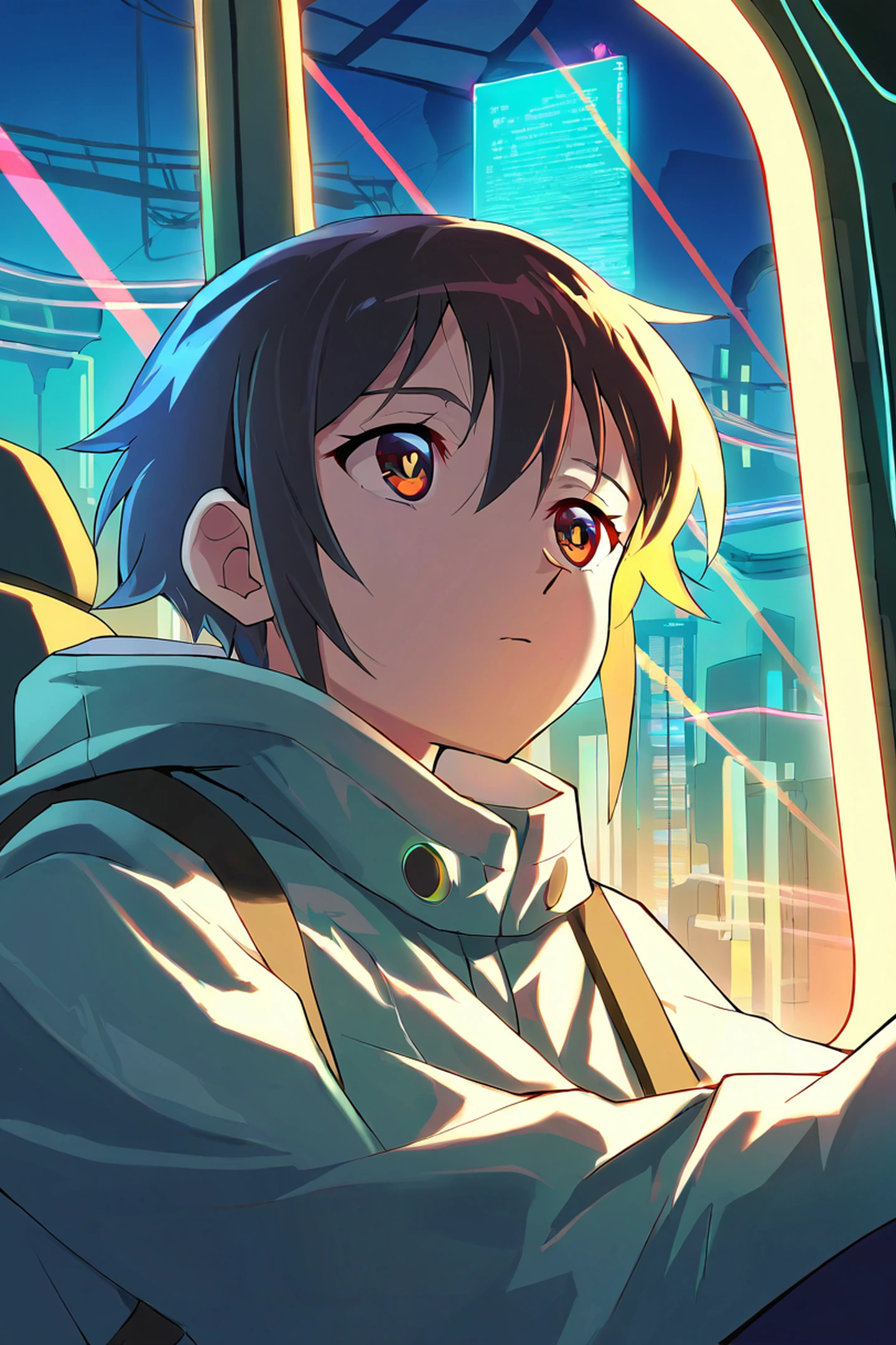 Cyberpunk Girl Train lofi wallpaper