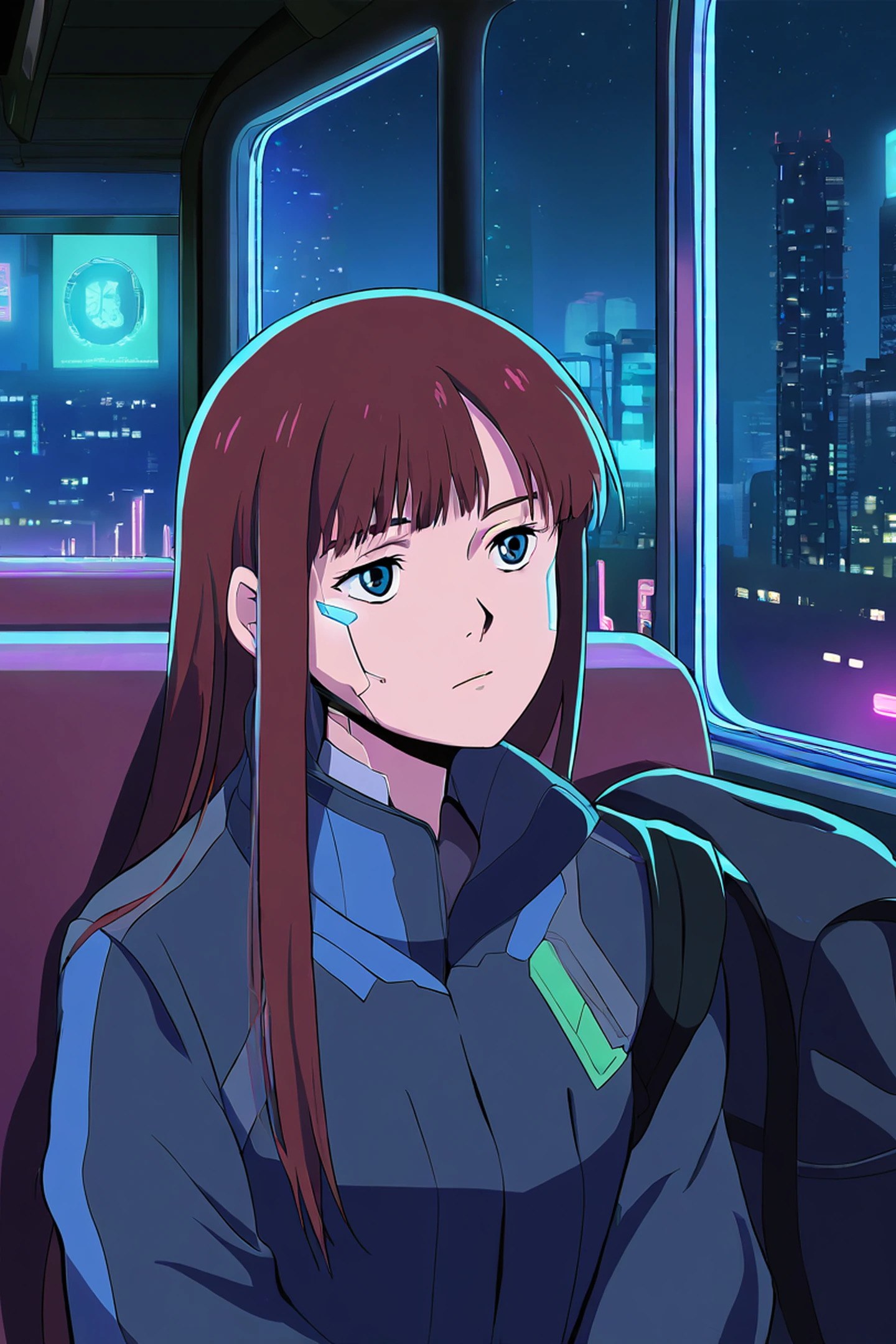 Cyberpunk Girl Train lofi wallpaper