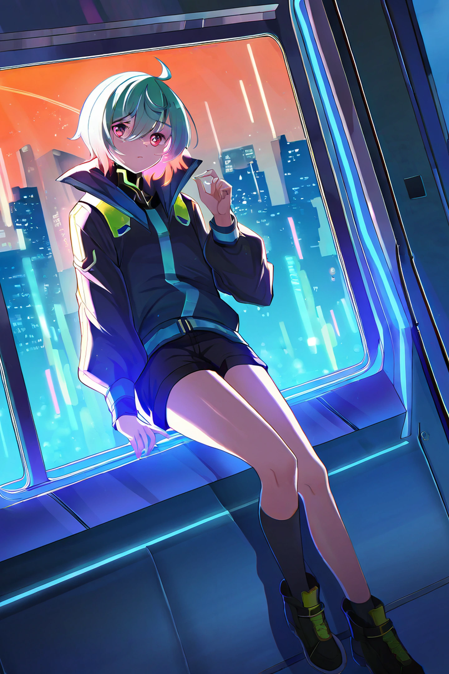 Cyberpunk Girl Train lofi wallpaper