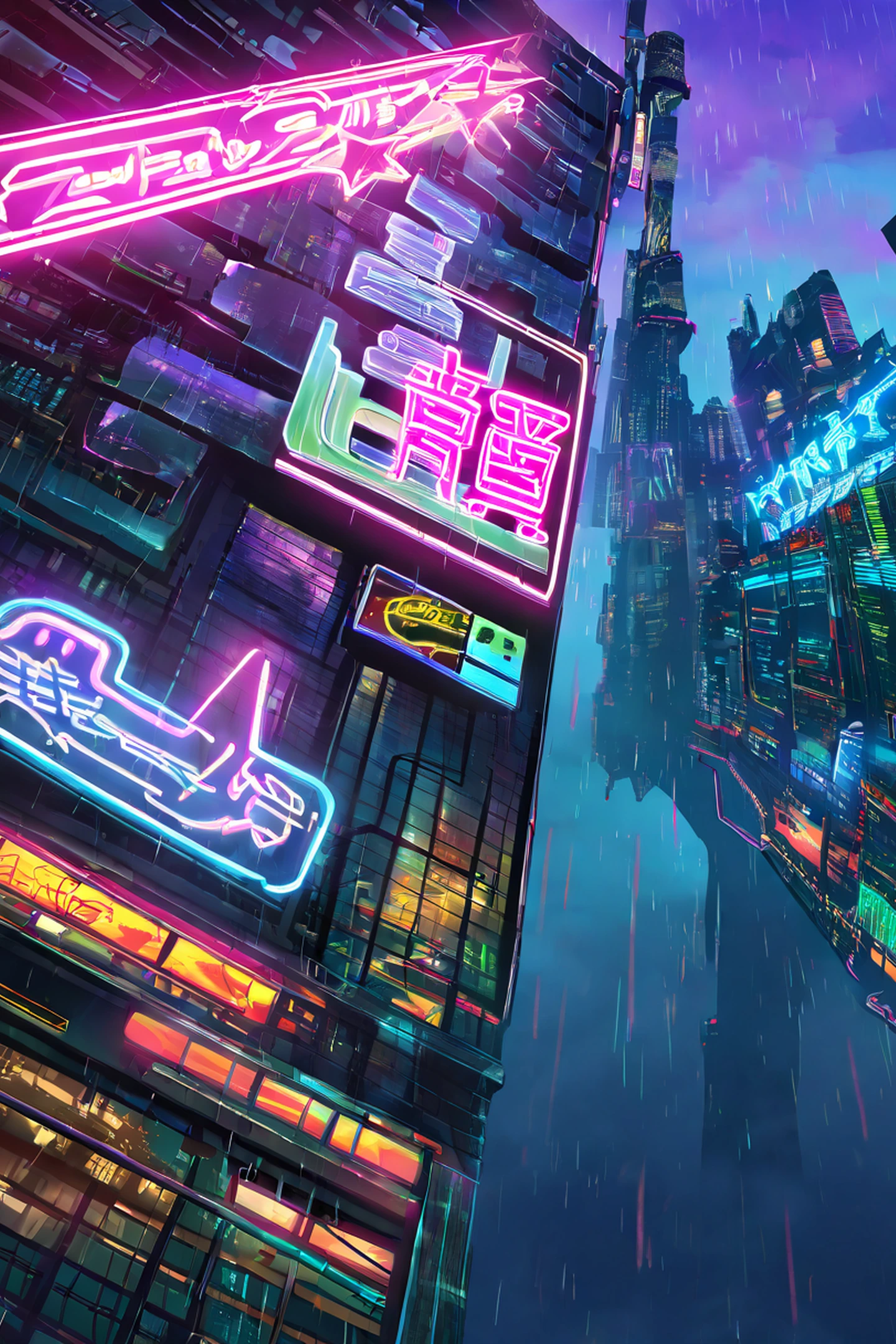 Cyberpunk Neon Rain lofi wallpaper