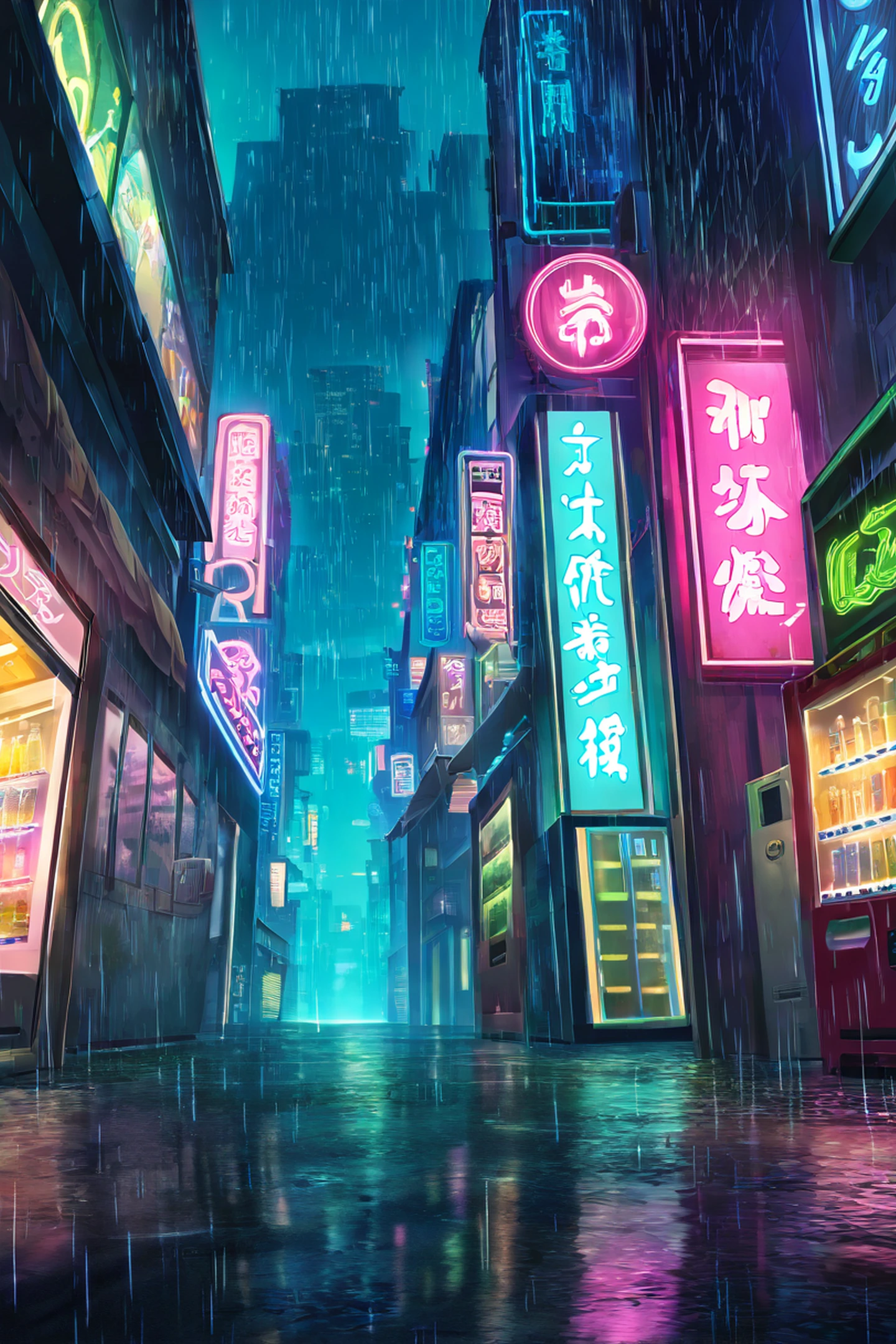 Cyberpunk Neon Rain lofi wallpaper