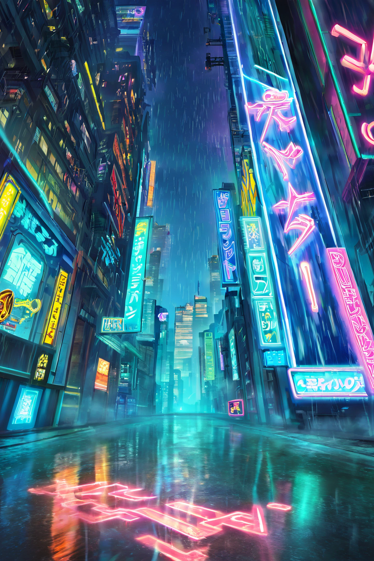 Cyberpunk Neon Rain lofi wallpaper