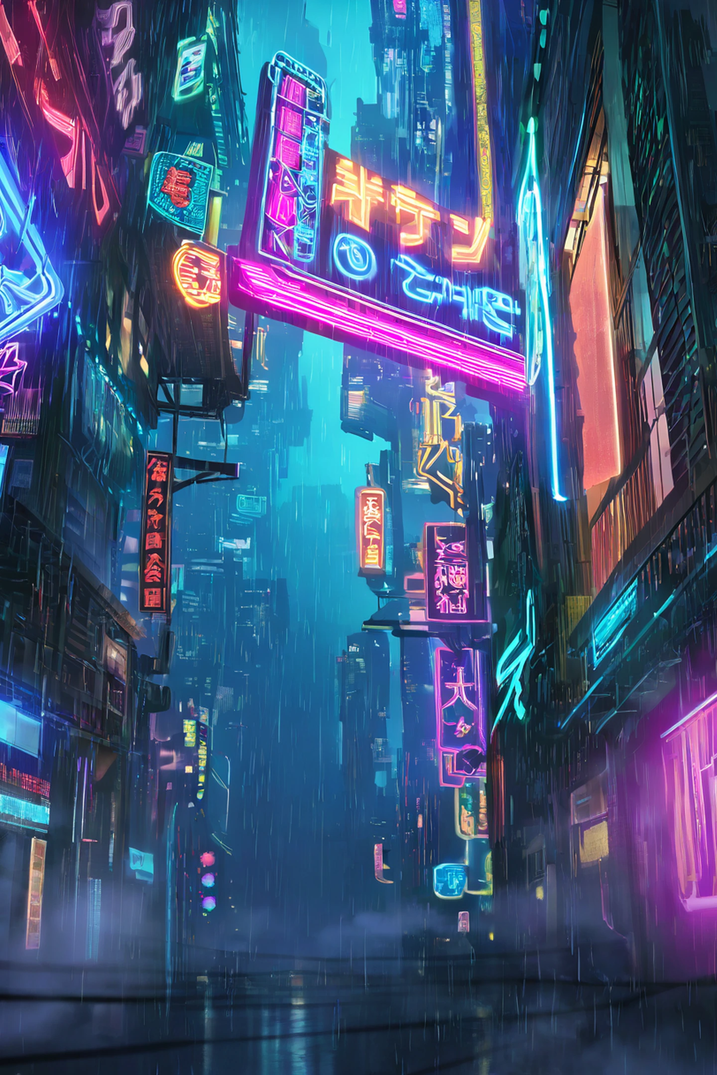 Cyberpunk Neon Rain lofi wallpaper