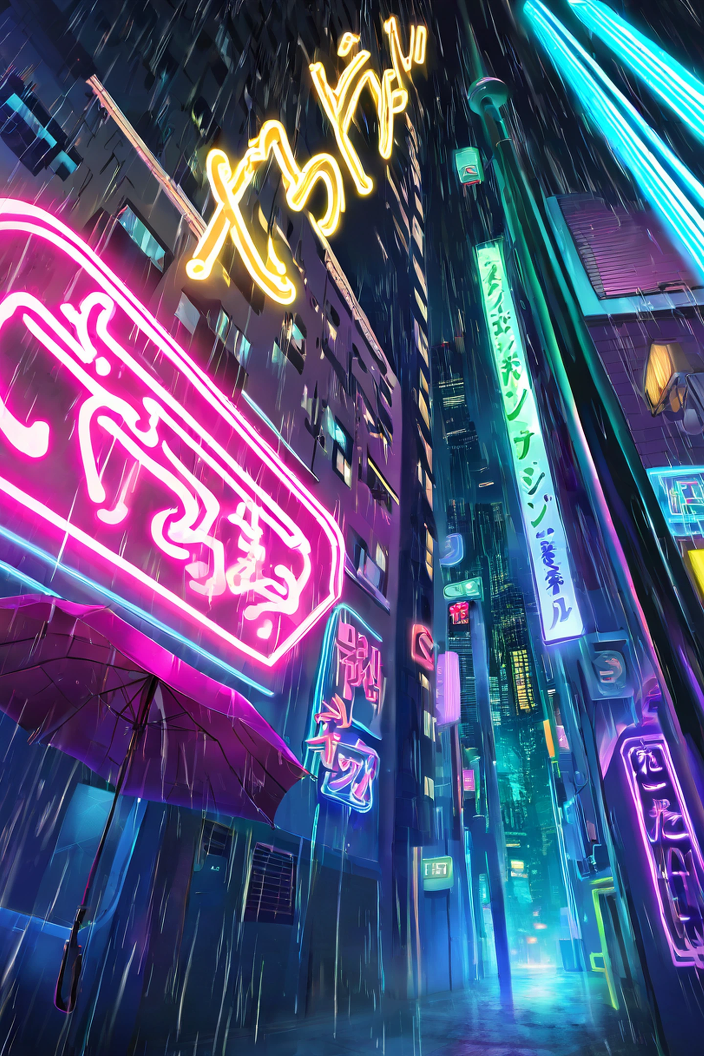 Cyberpunk Neon Rain lofi wallpaper