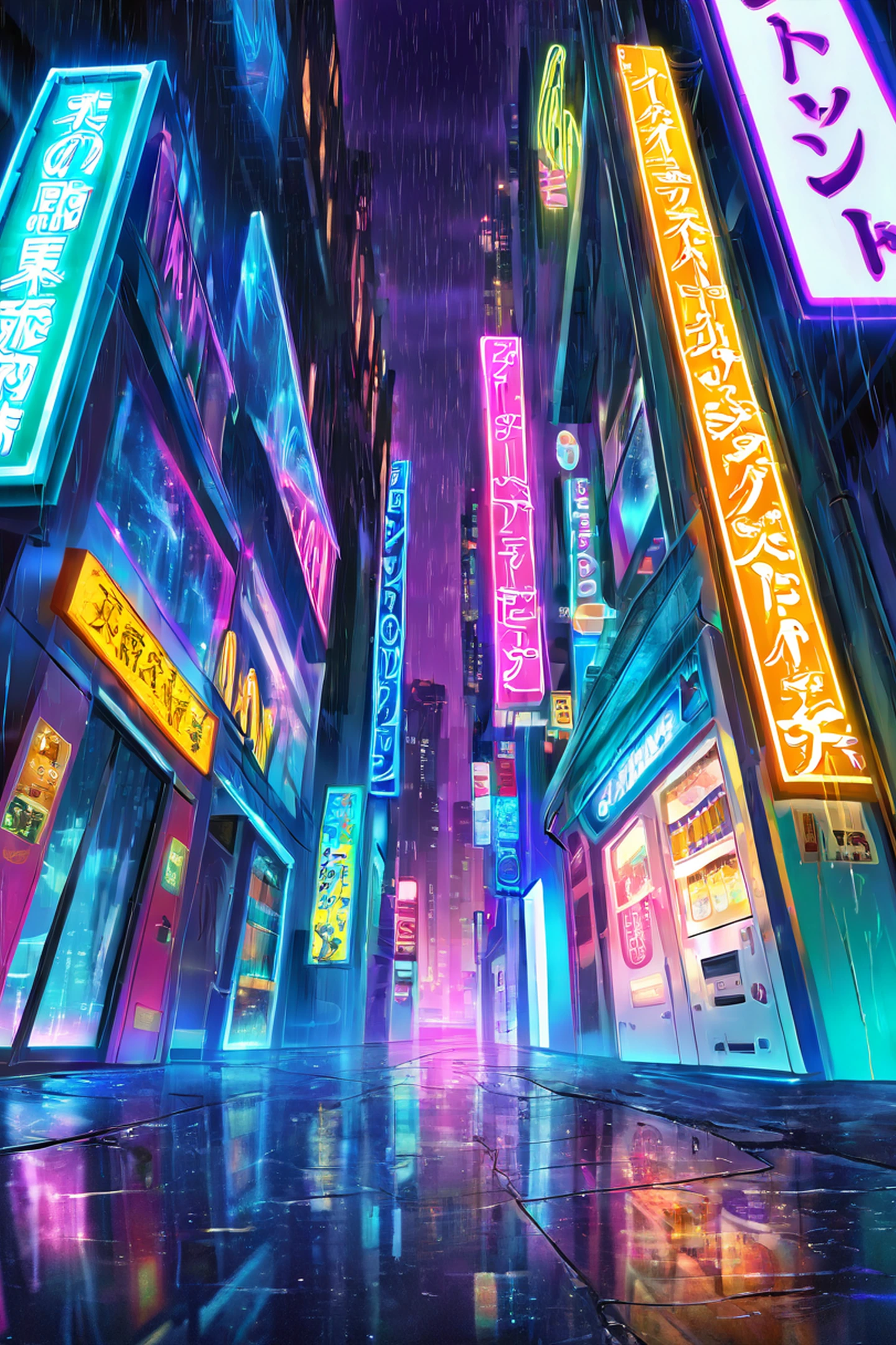Cyberpunk Neon Rain lofi wallpaper