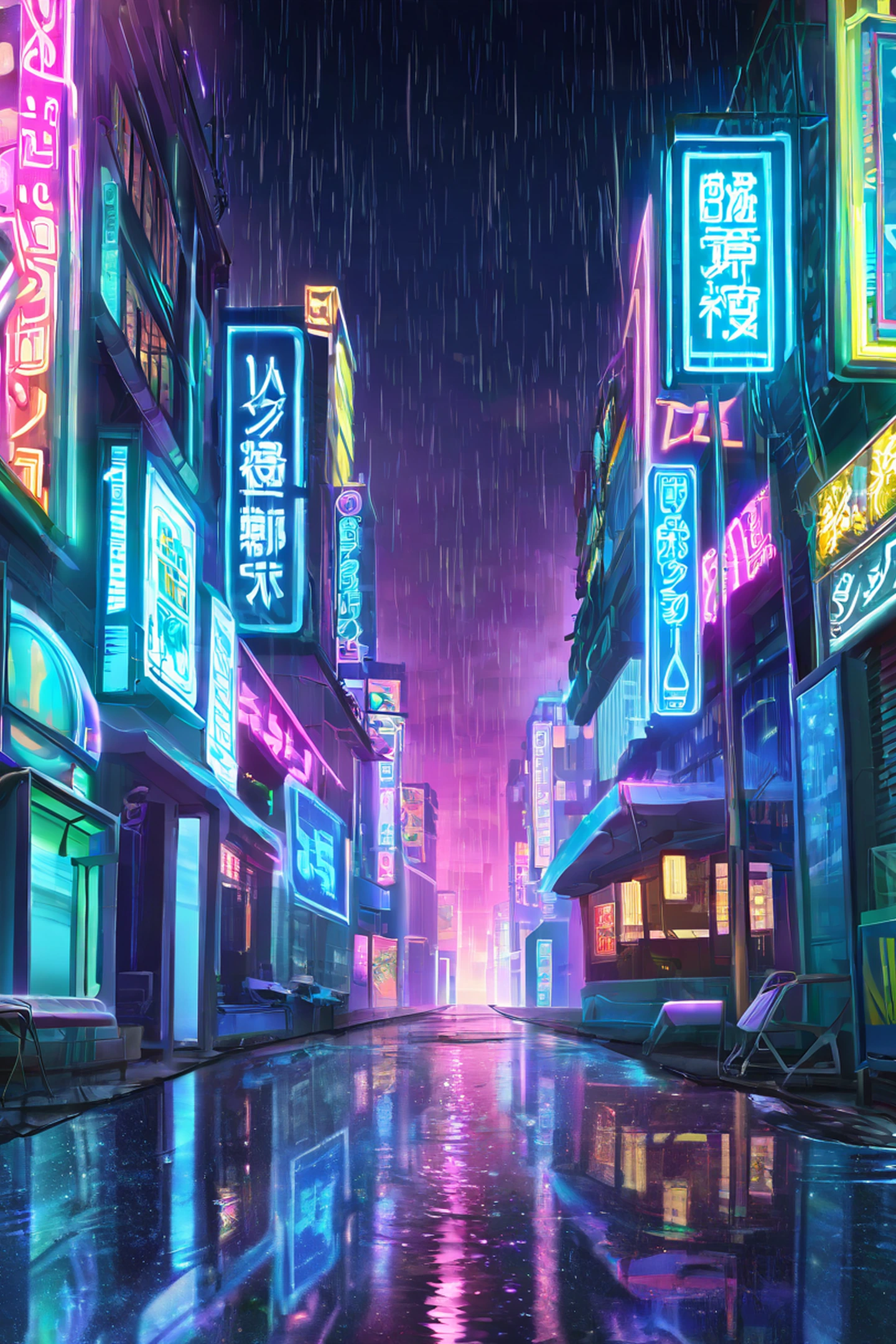 Cyberpunk Neon Rain lofi wallpaper