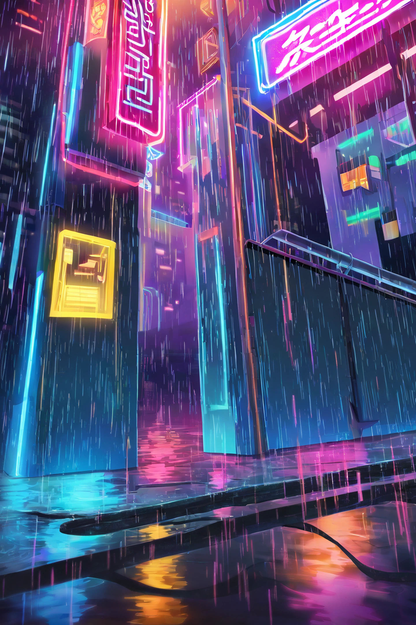 Cyberpunk Neon Rain lofi wallpaper