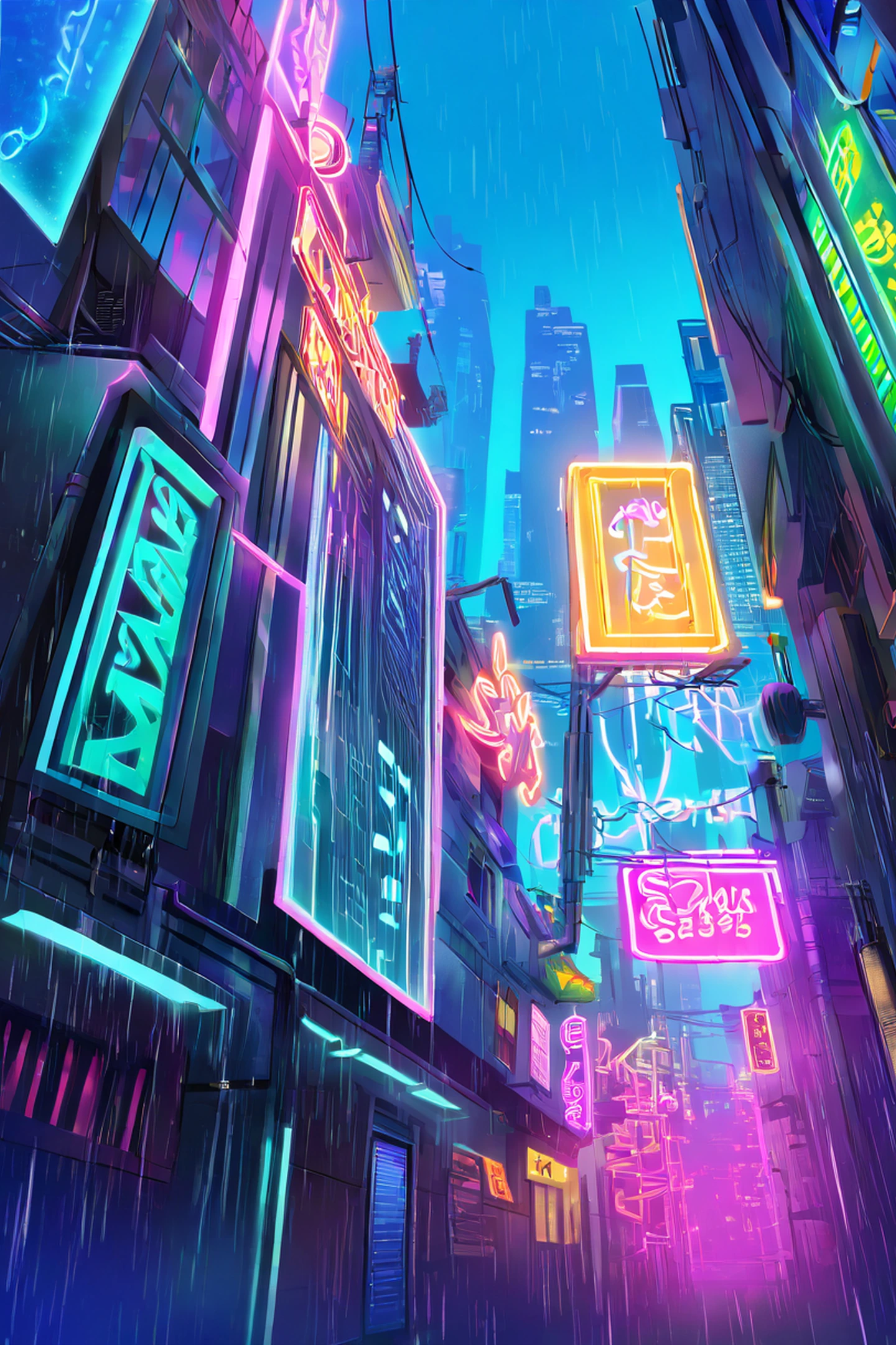 Cyberpunk Neon Rain lofi wallpaper