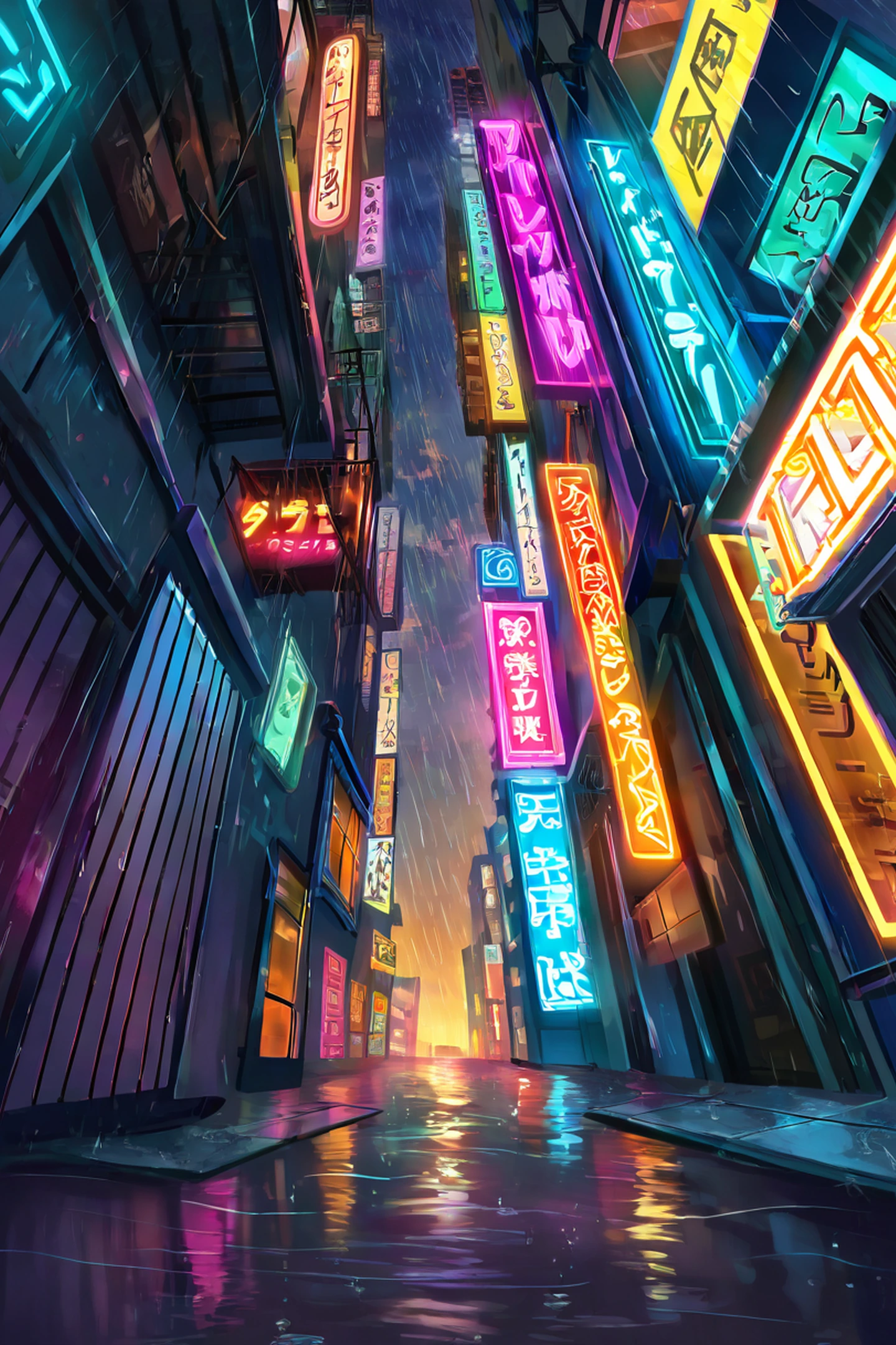 Cyberpunk Neon Rain lofi wallpaper