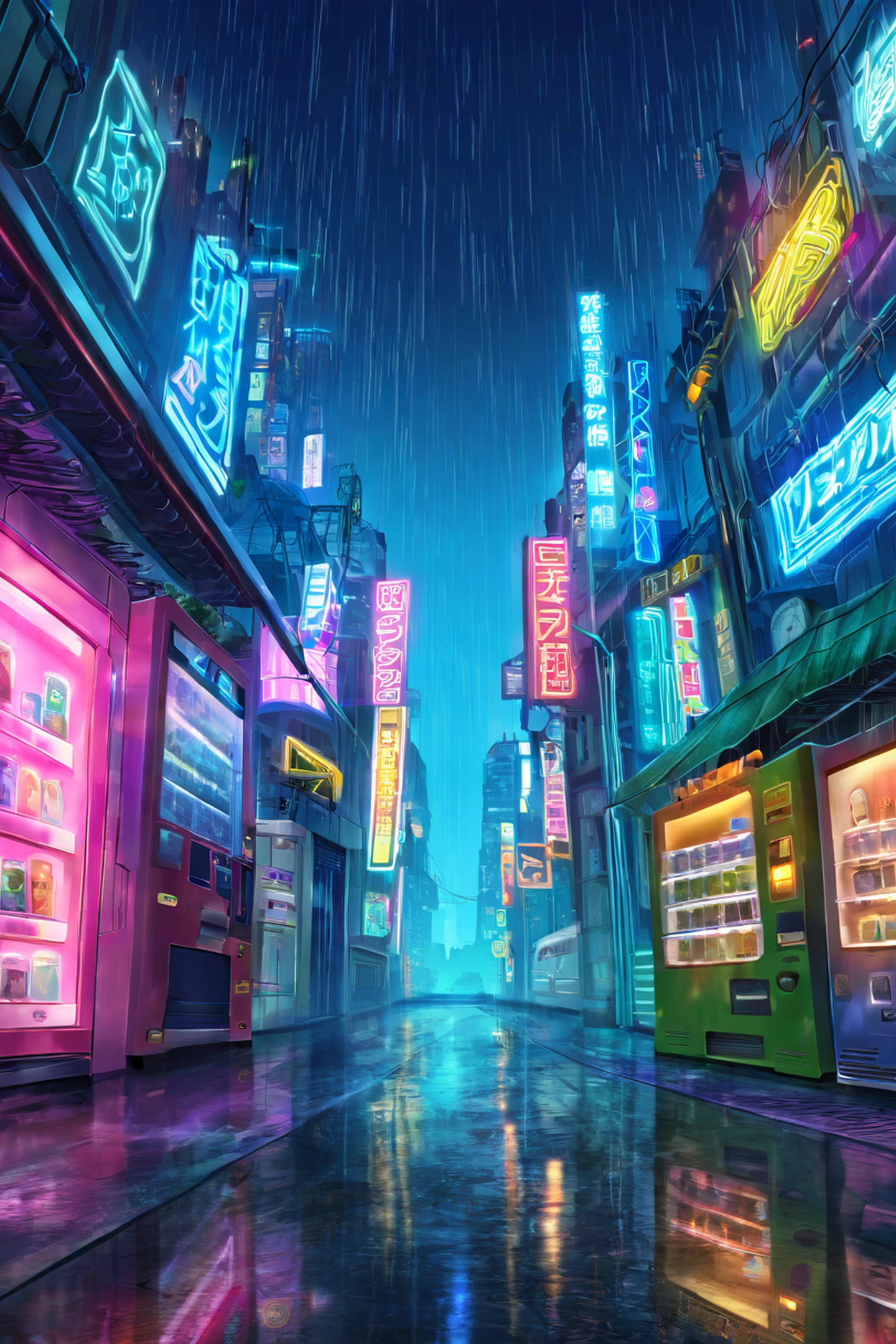 Cyberpunk Neon Rain lofi wallpaper