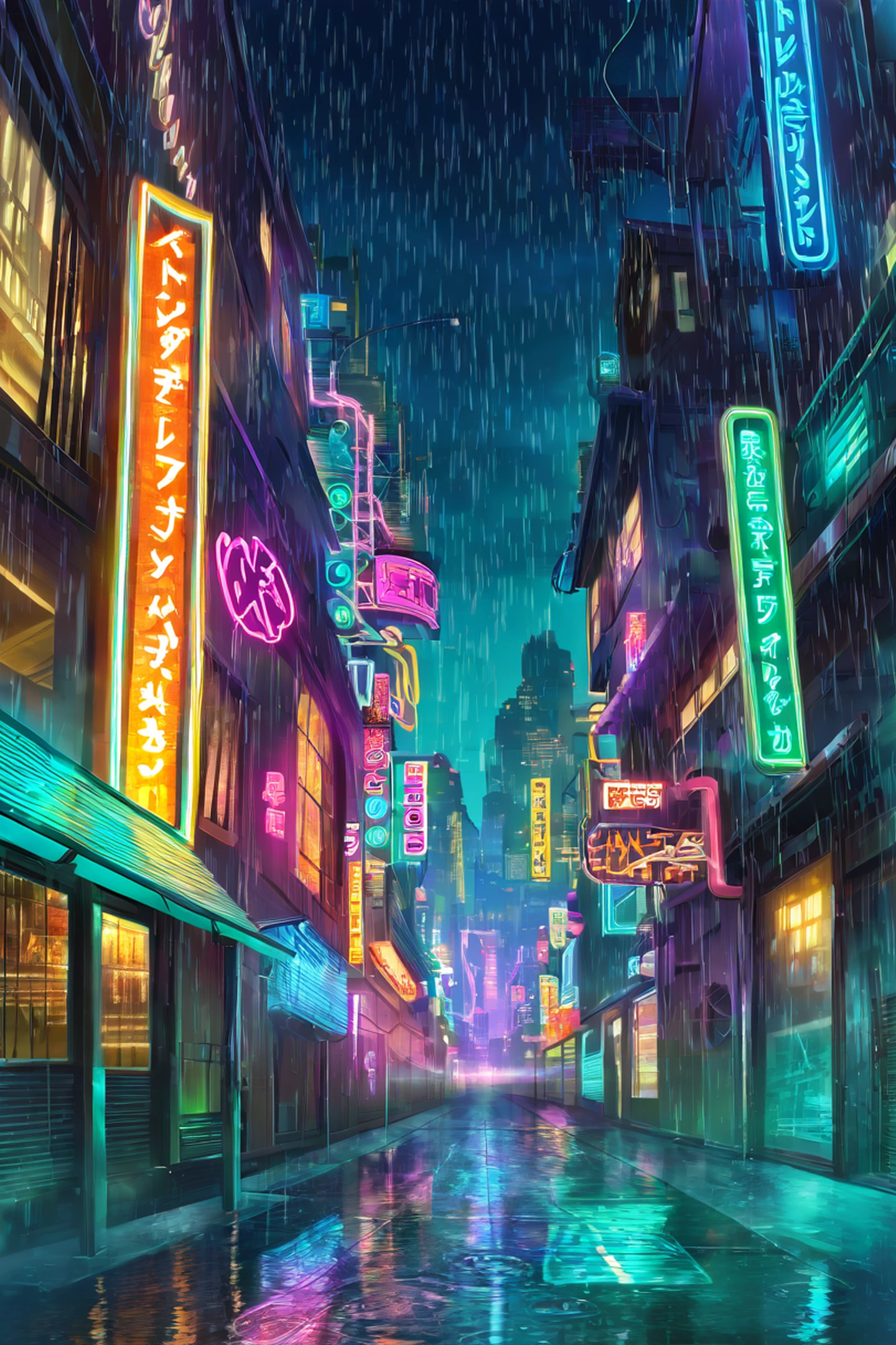 Cyberpunk Neon Rain lofi wallpaper