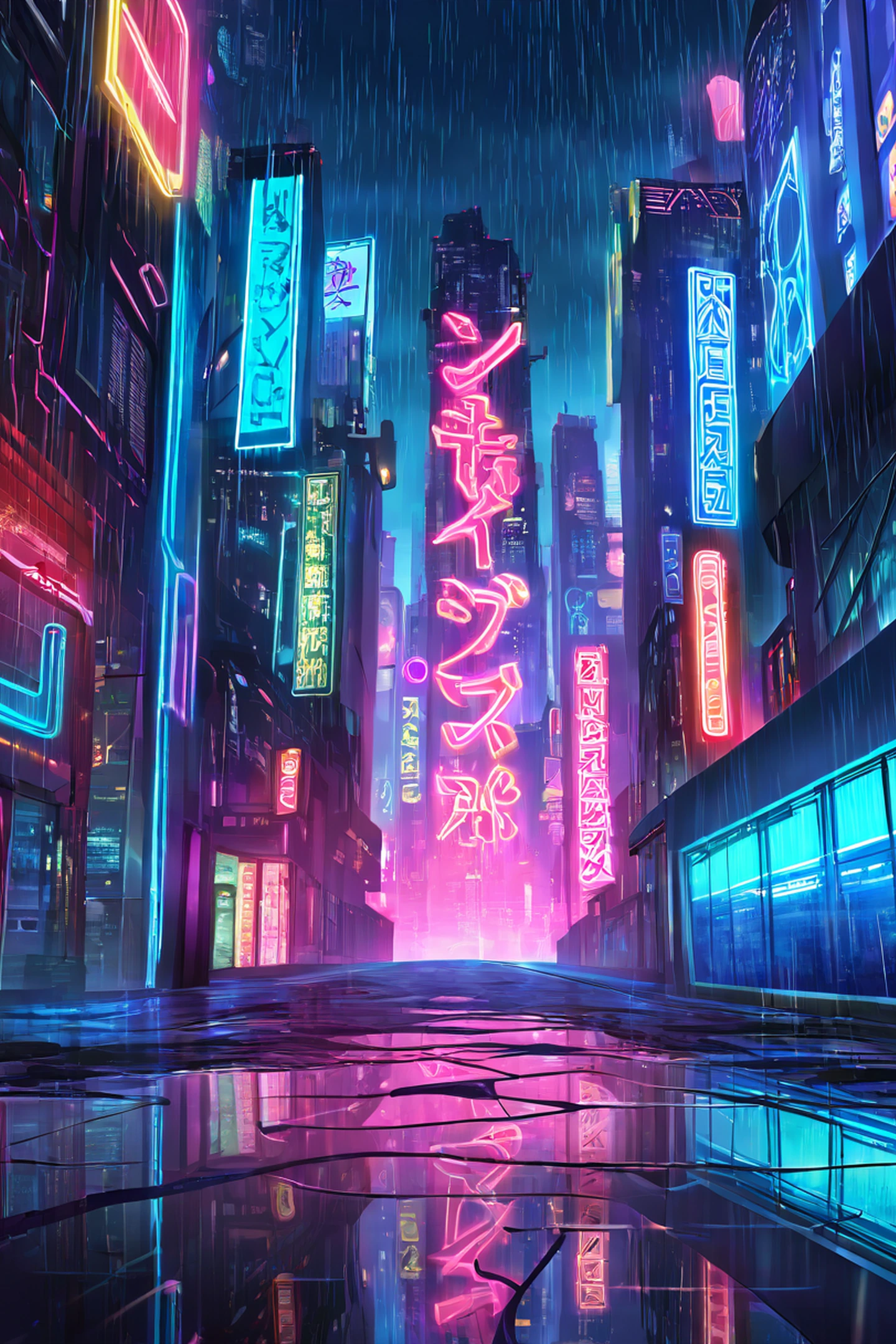 Cyberpunk Neon Rain lofi wallpaper