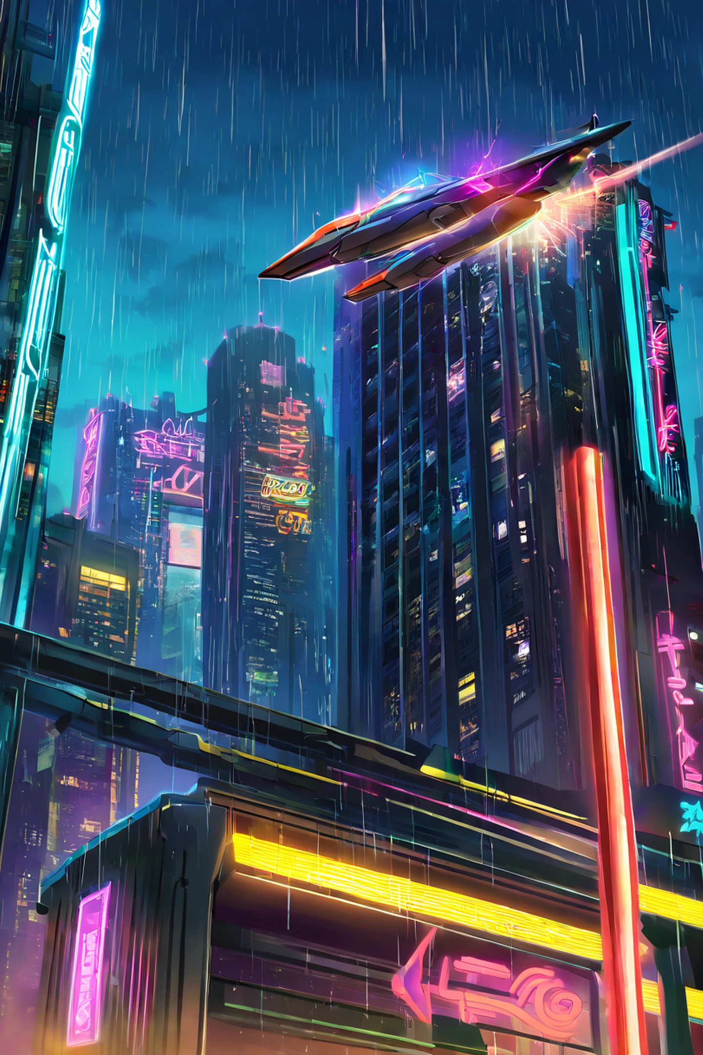Cyberpunk Neon Rain lofi wallpaper