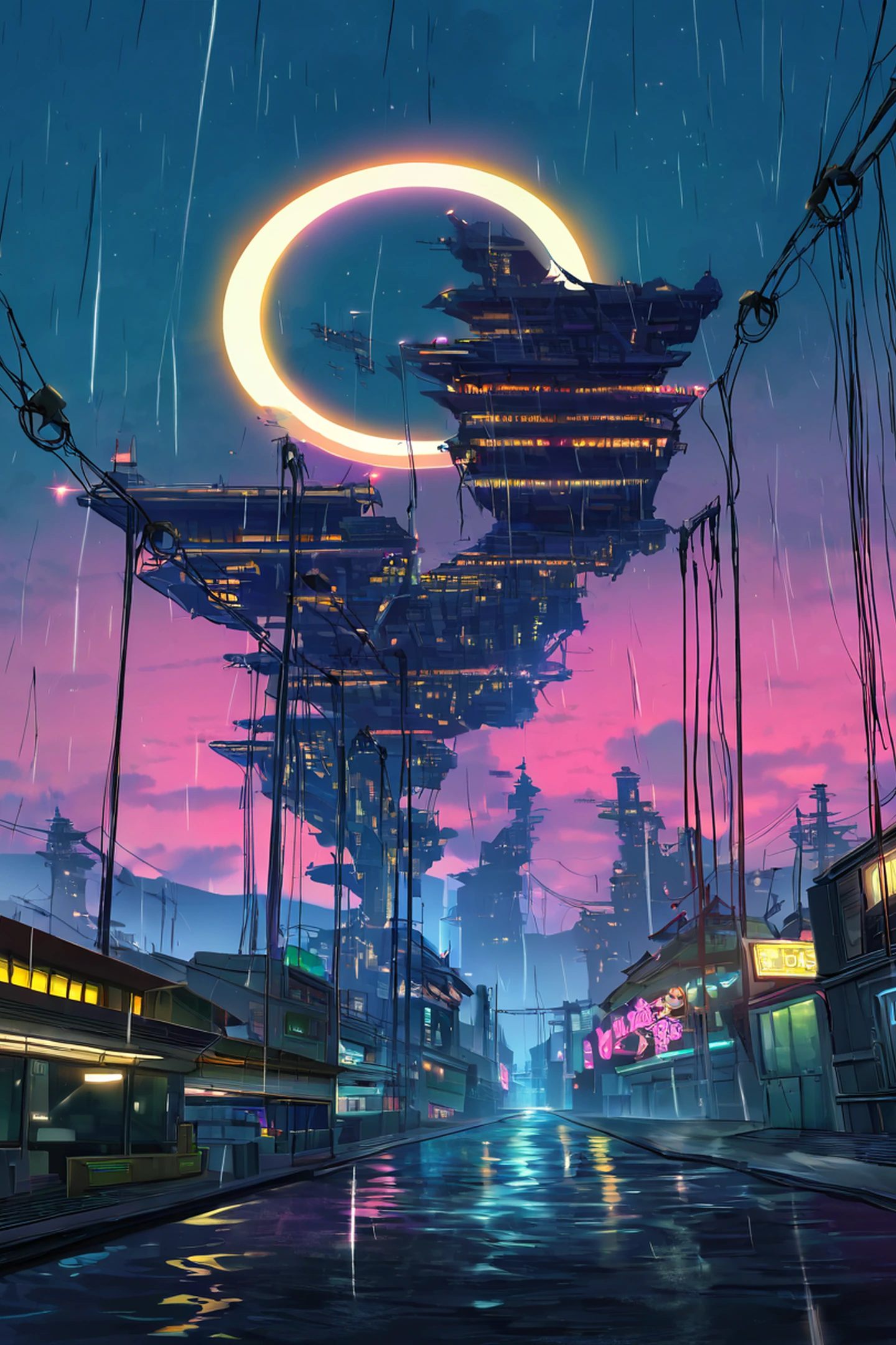 Cyberpunk Neon Rain lofi wallpaper