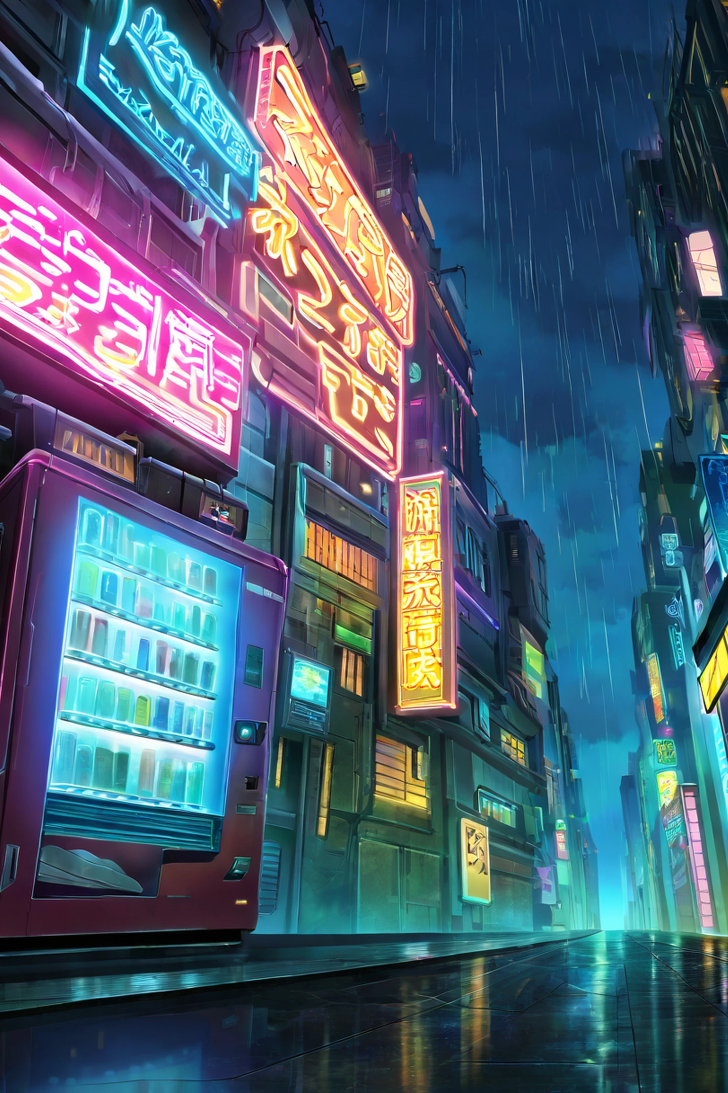 Cyberpunk Neon Rain lofi wallpaper