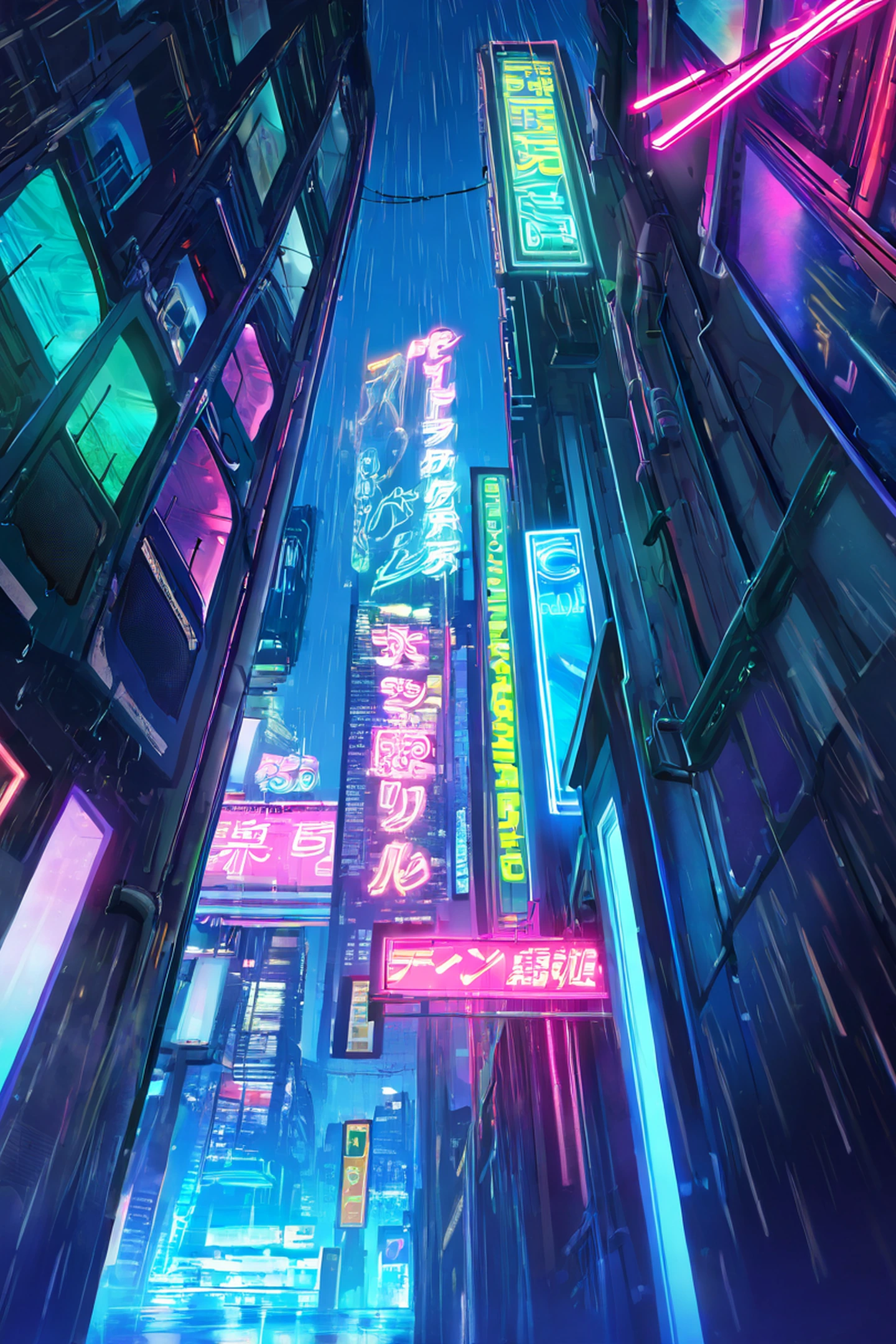 Cyberpunk Neon Rain lofi wallpaper